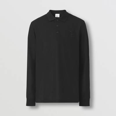 Burberry Long-sleeve Letter Graphic Cotton Piqué Polo Shirt outlook