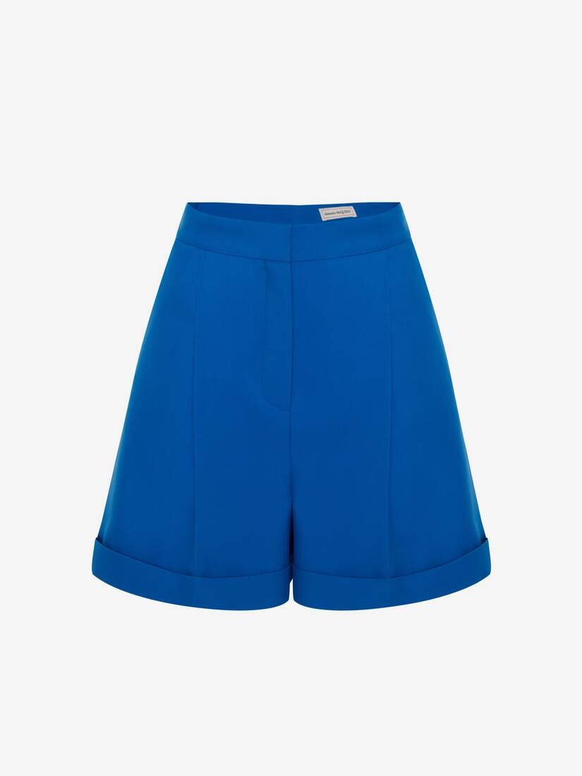 Women's Pleated Tailored Shorts in Galactic Blue - 1