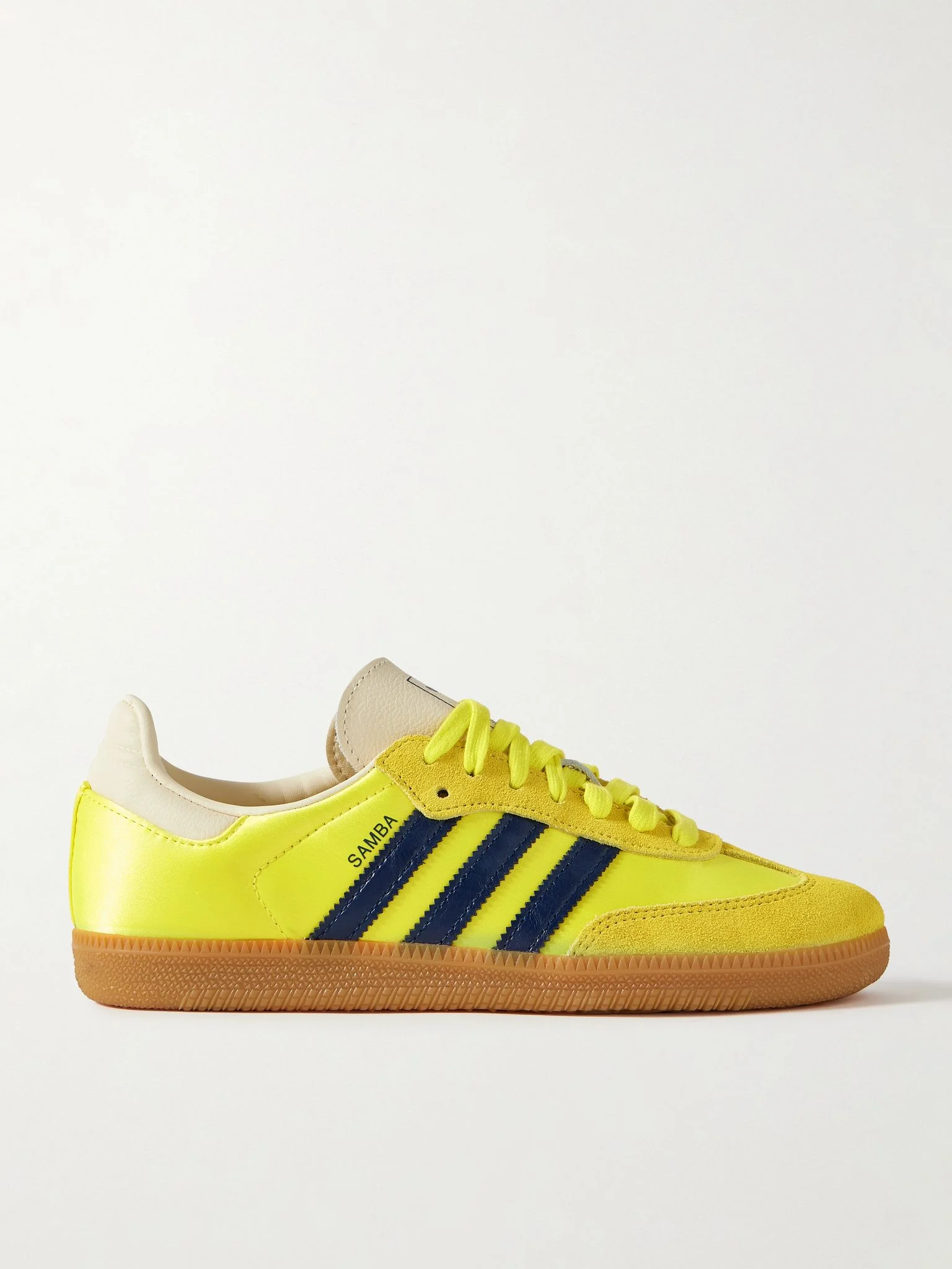 Samba OG suede and leather-trimmed satin sneakers Chartreuse - 1