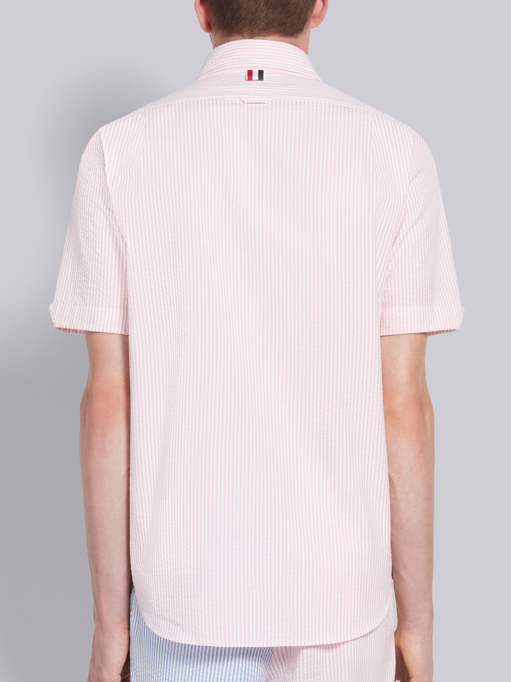 Pink Seersucker Stripe Short Sleeve Shirt - 4