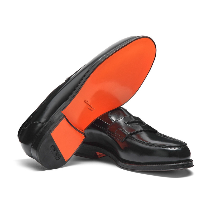 Men's black leather penny loafer 4