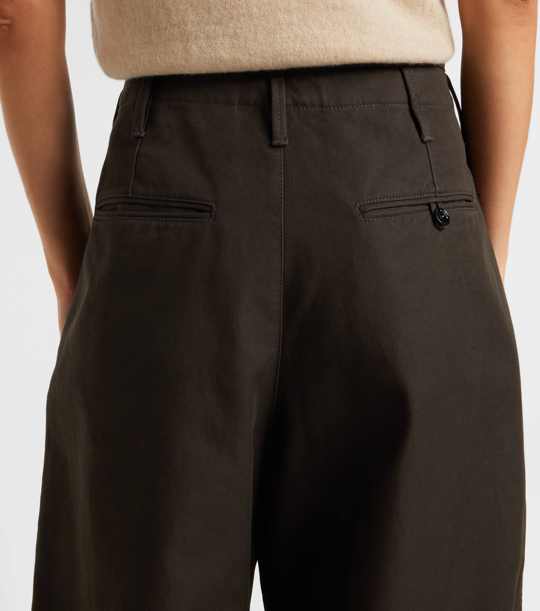 High-rise cotton twill wide-leg pants - 6