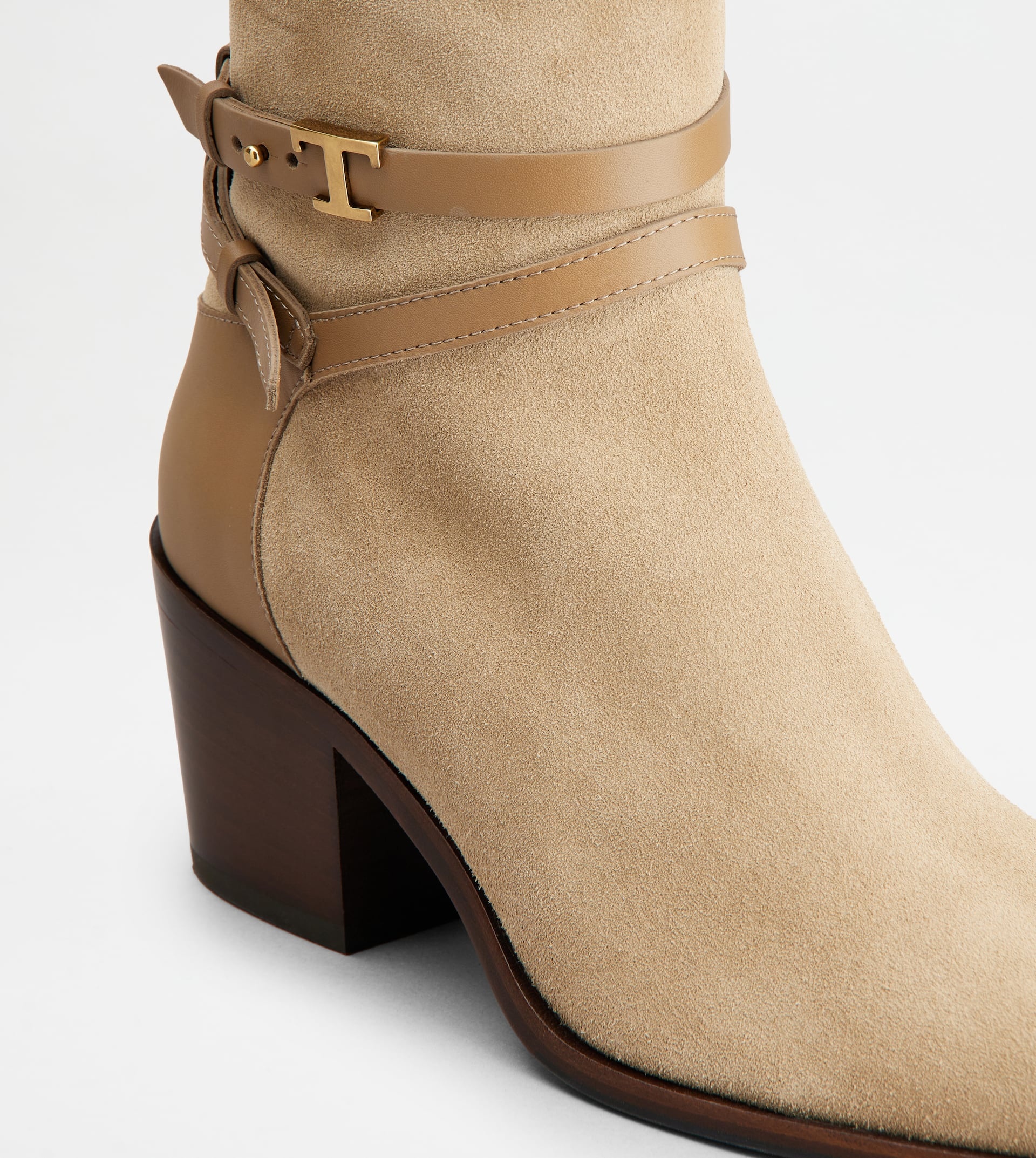 ANKLE BOOTS IN SUEDE - BEIGE - 5