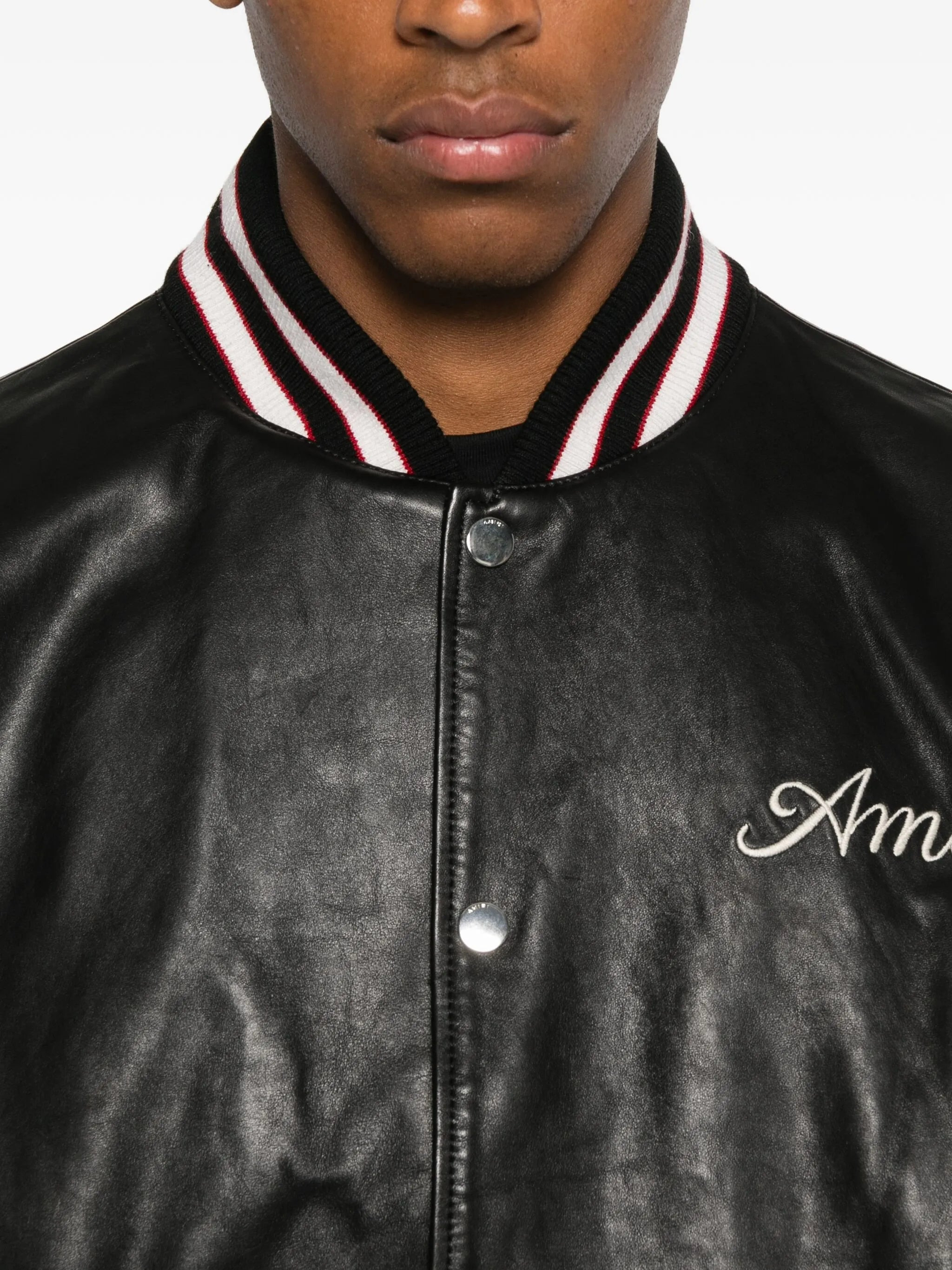 Amiri Embroidered Leather Varsity Jacket - 4