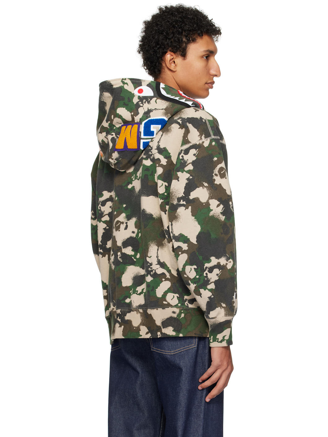 Green Map Camo Shark Full Zip Hoodie - 3
