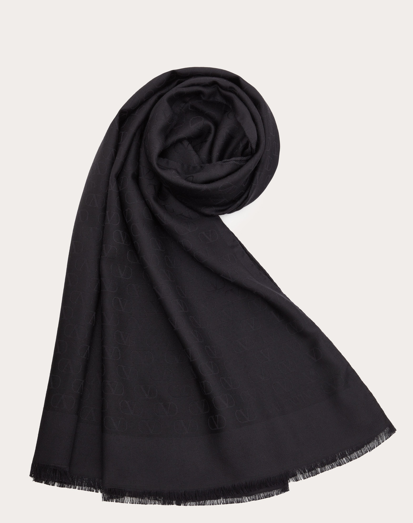 SILK AND WOOL VLOGO SIGNATURE STOLE 70X200 CM - 1
