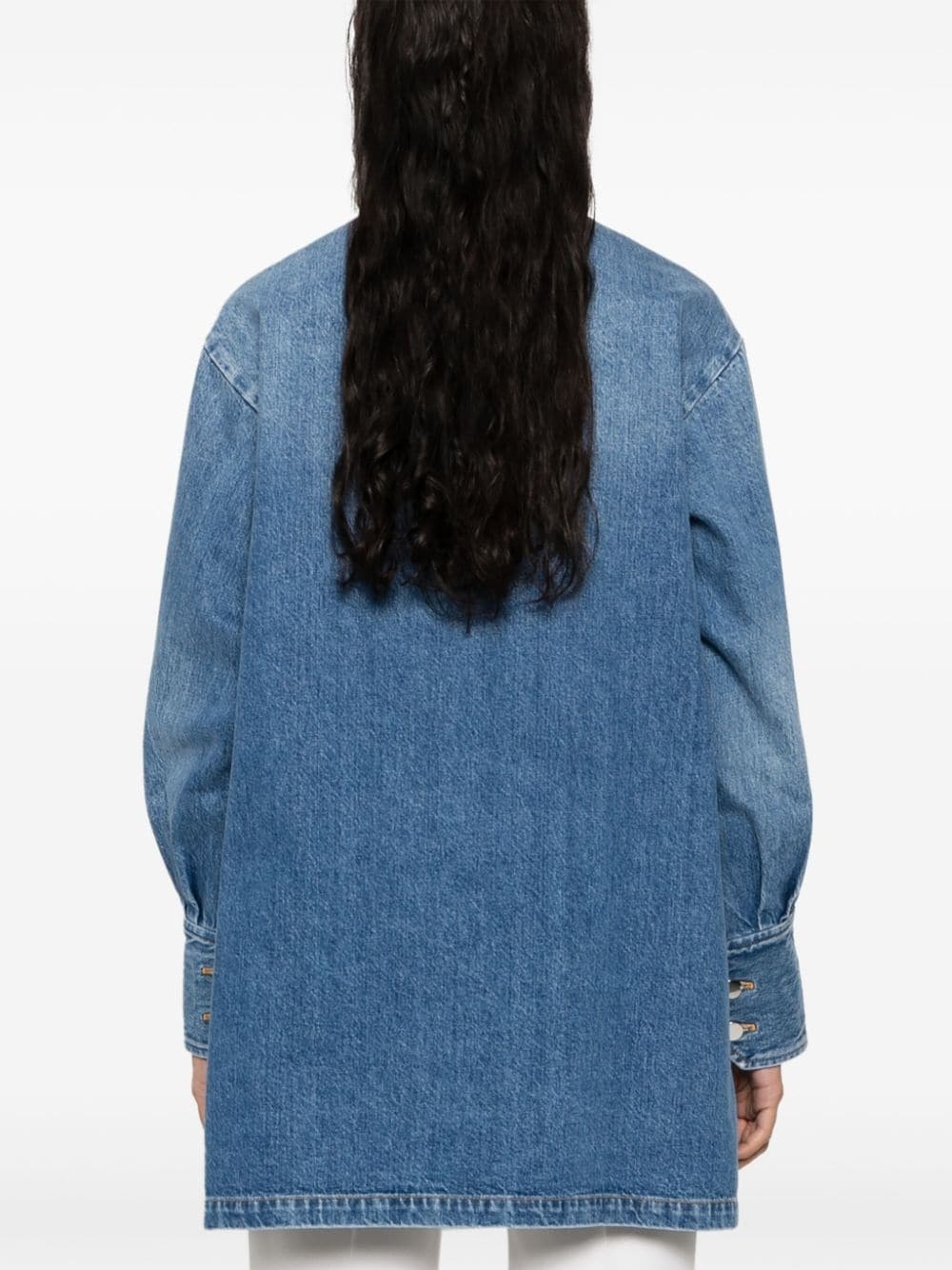 side-buttoned denim blouse - 4