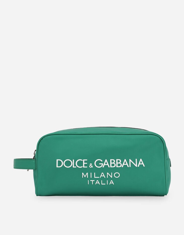 Nylon toiletry bag with rubberized logo - 1