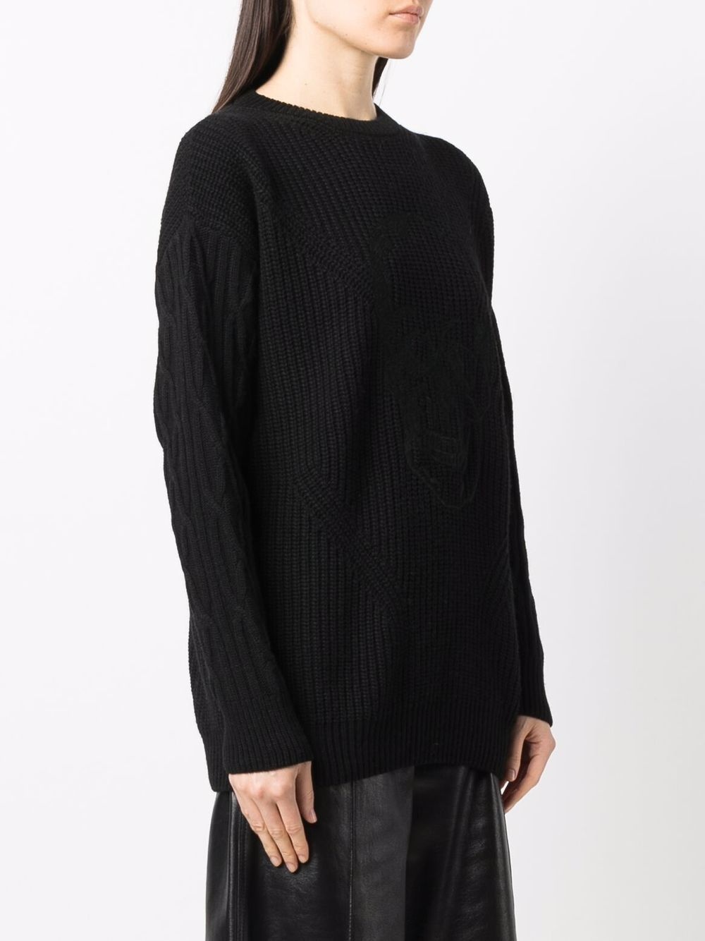 skull-embroidered knitted jumper - 3