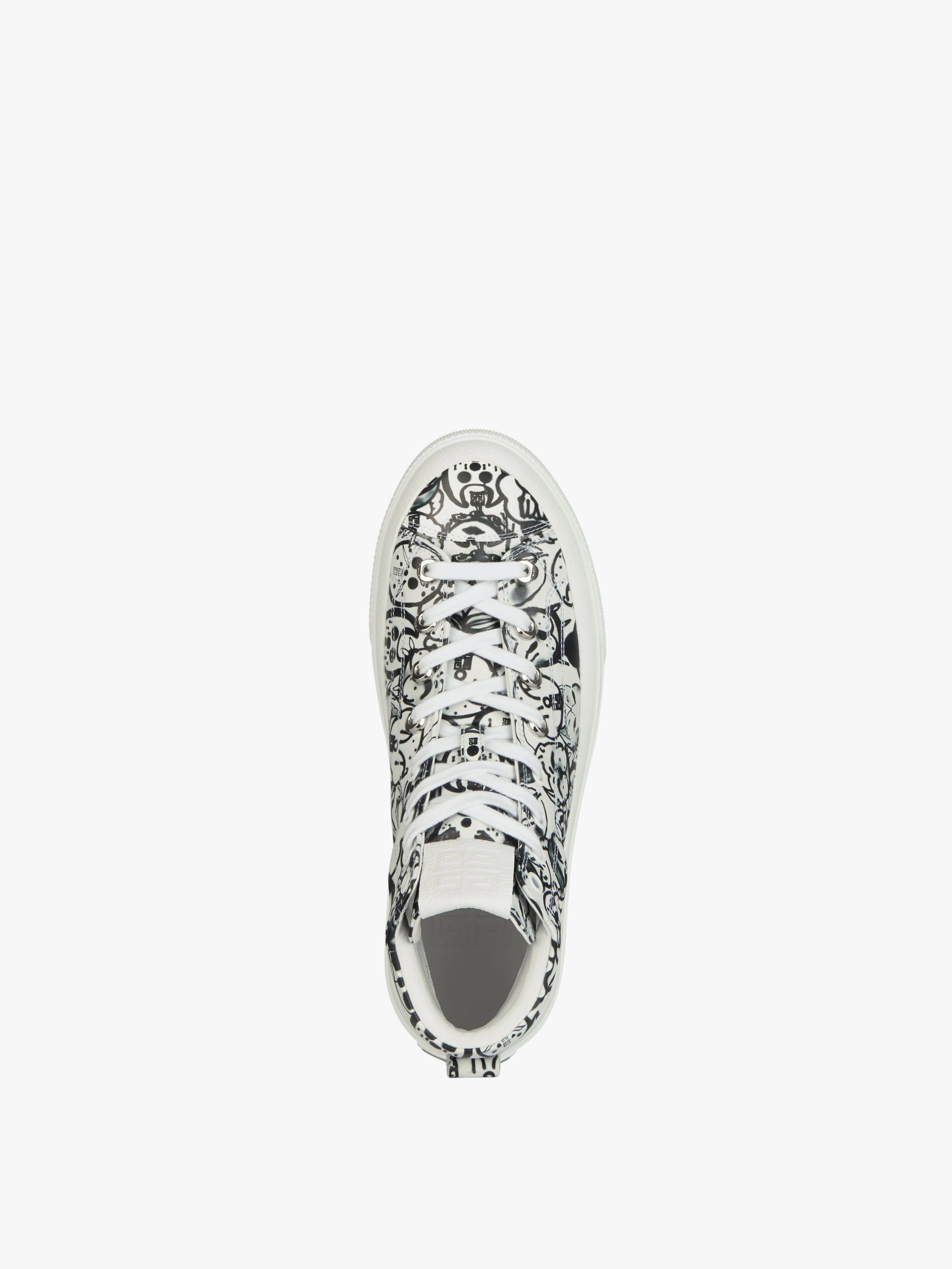 HIGH SNEAKERS CITY IN LEATHER WITH TAG EFFECT PRINTS - 4