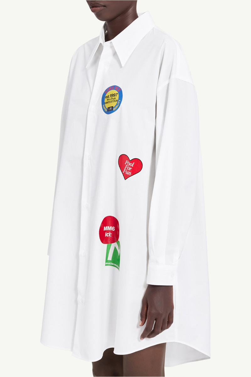 Sticker-print cotton poplin dress 4