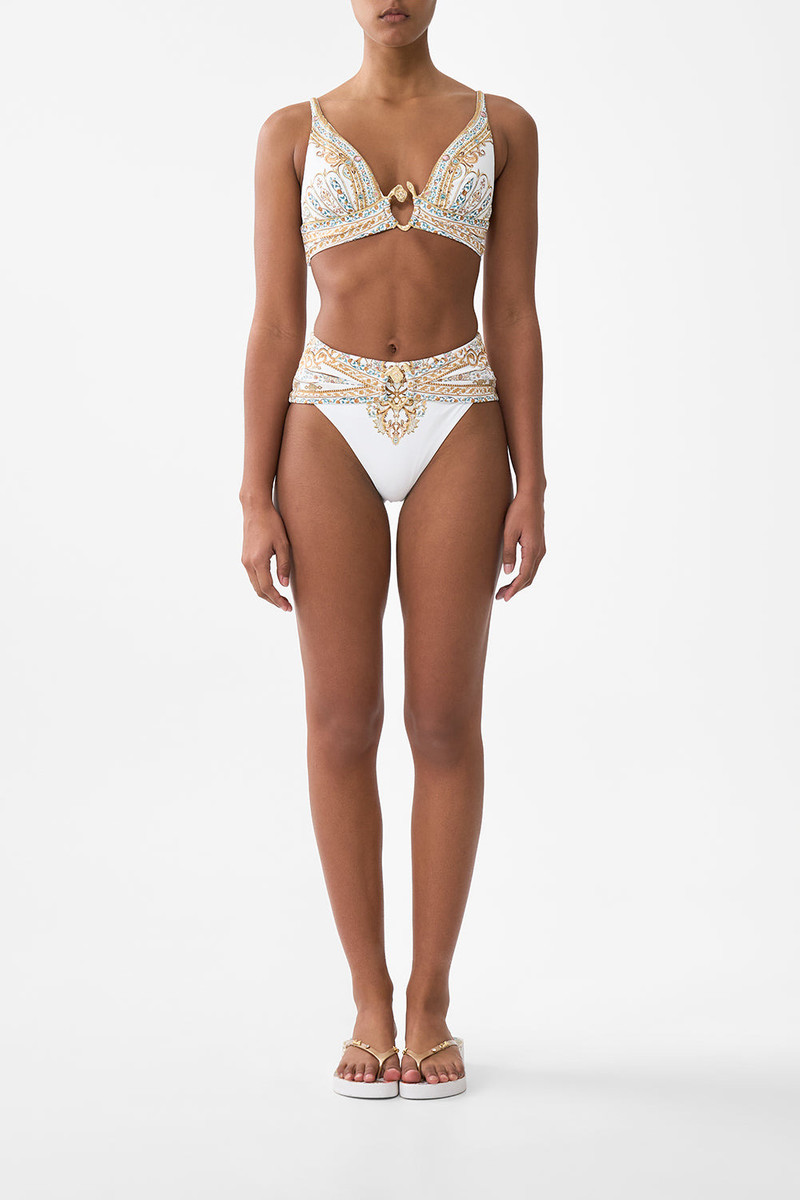 CAMILLA HIGH WAIST BIKINI BOTTOM WITH PLEAT WAIST TRIM outlook