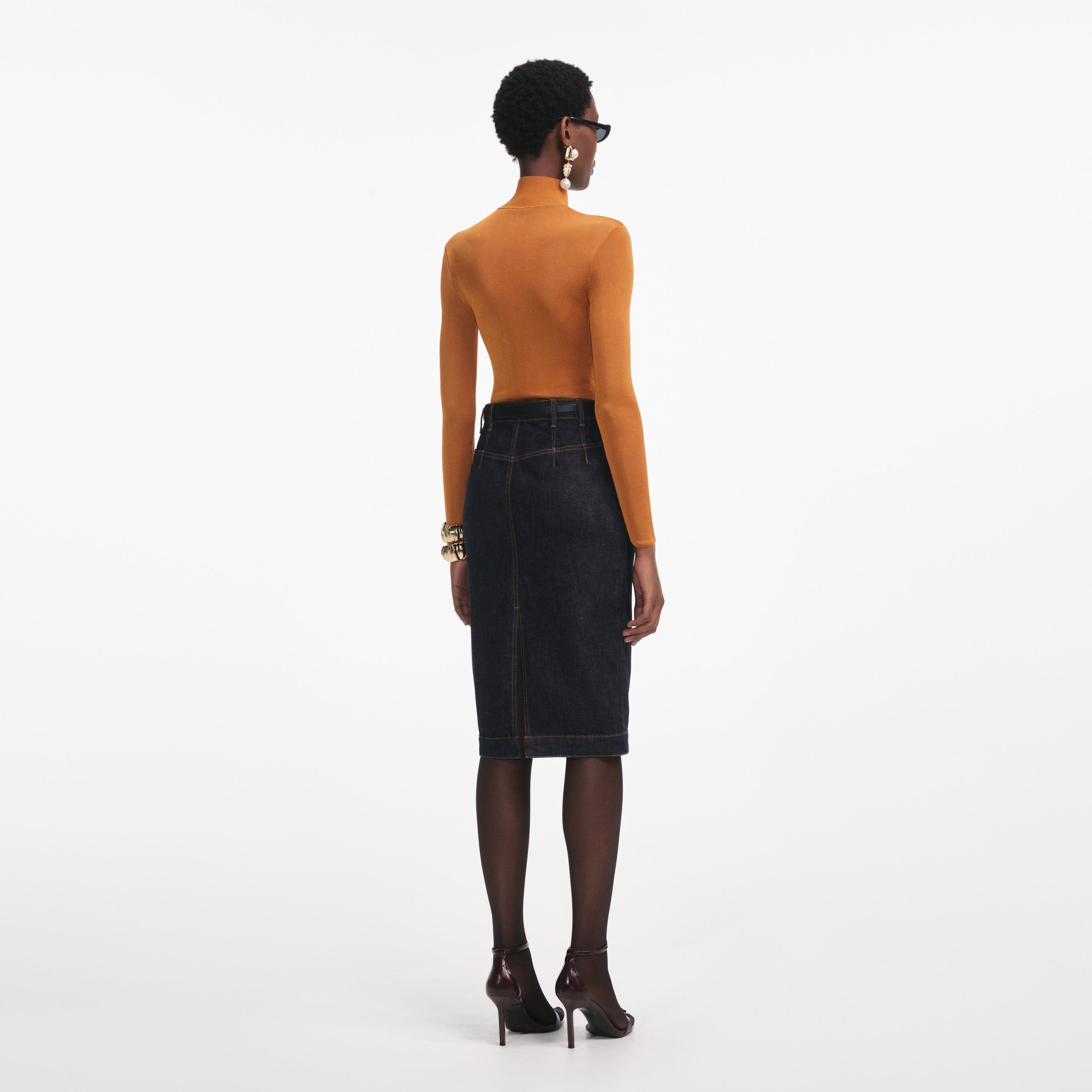 Burnt Orange Viscose Knit Top - 3