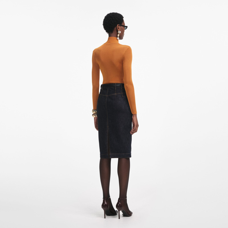 self-portrait Burnt Orange Viscose Knit Top outlook
