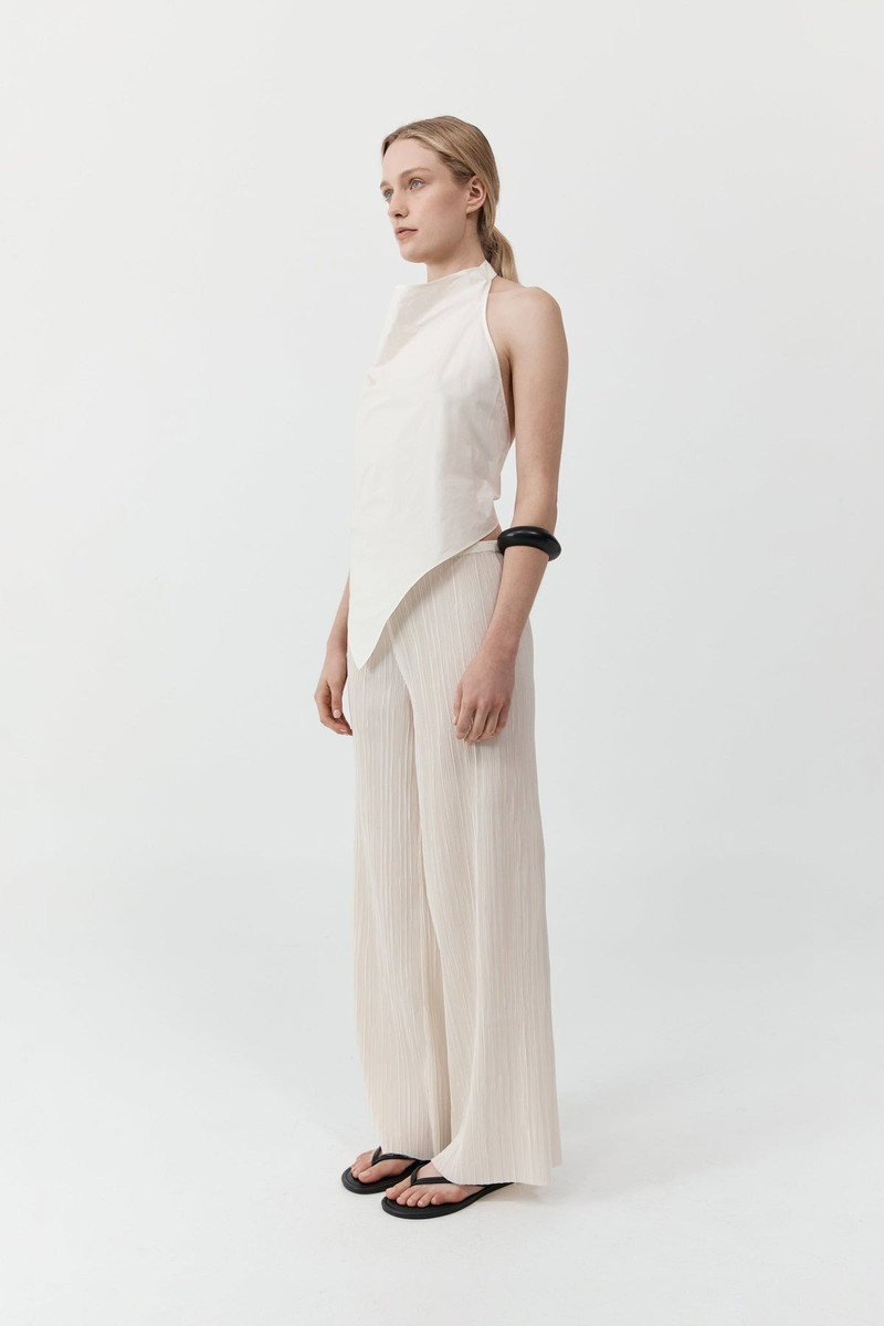 Mini Pleat Pants - Oyster 5