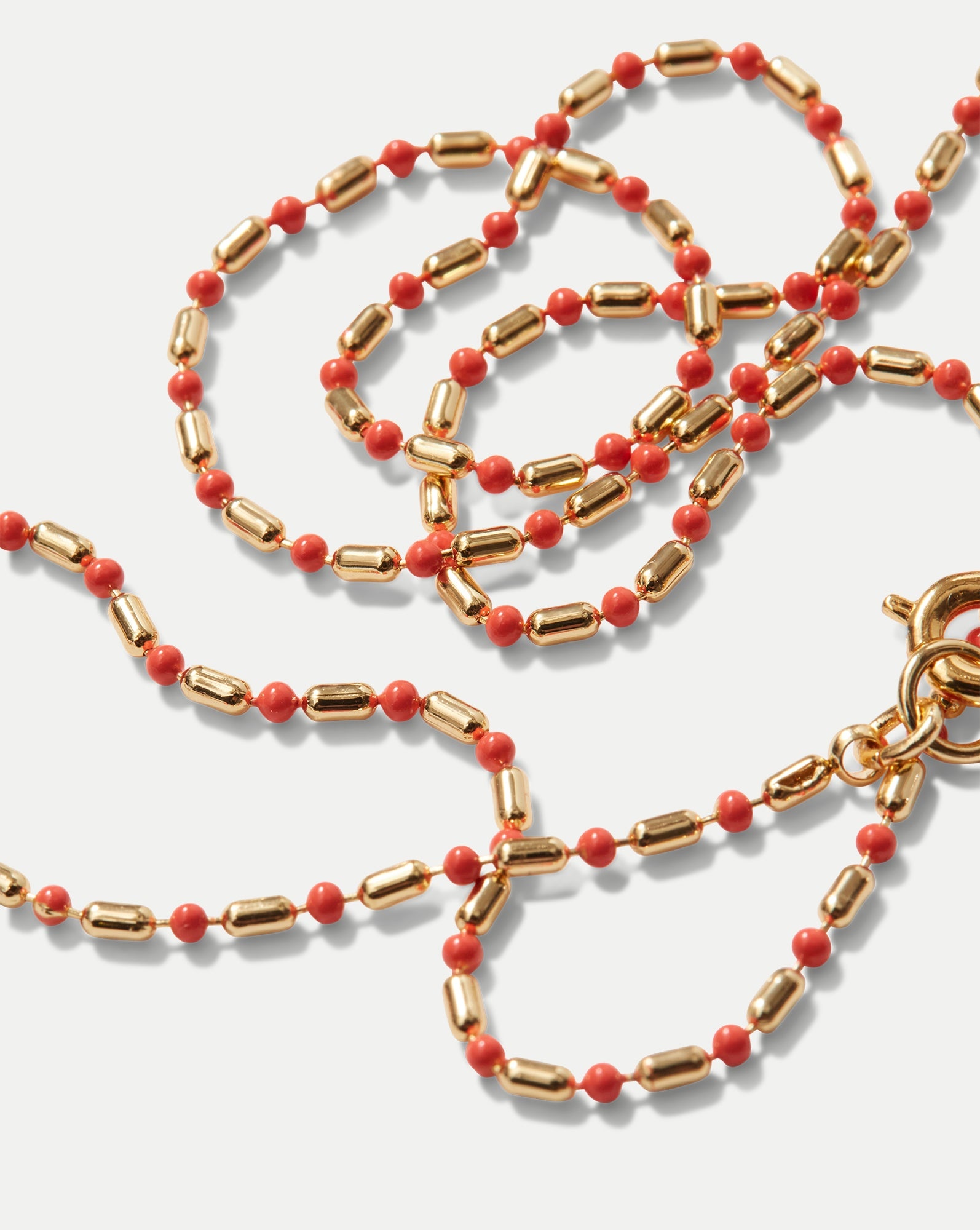 LONG ENAMEL BEAD CHAIN NECKLACE - 4