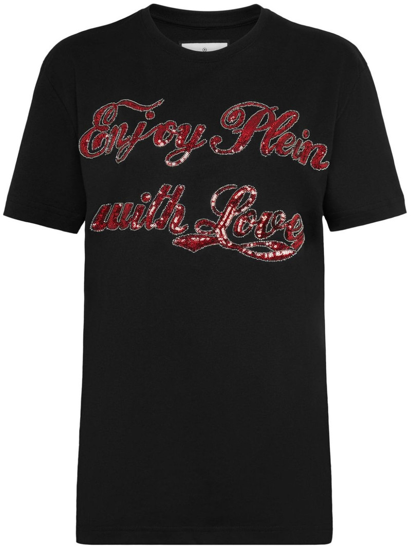 slogan-print cotton T-shirt 1