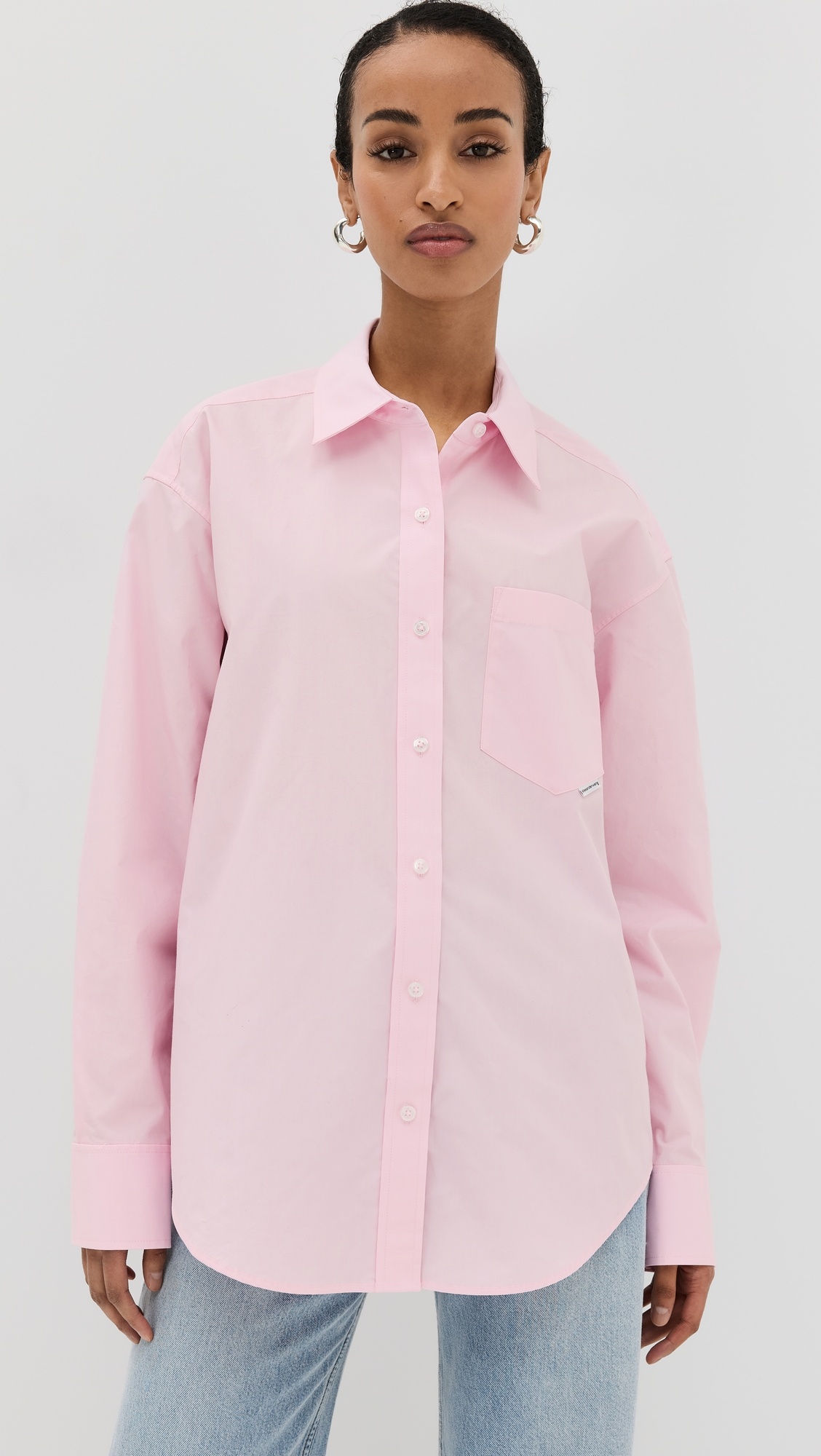 Tシャツ・カットソー Alexander Wang SS25 Boyfriend shirt (4WC2251013 100) Oversized Boyfriend Shirt