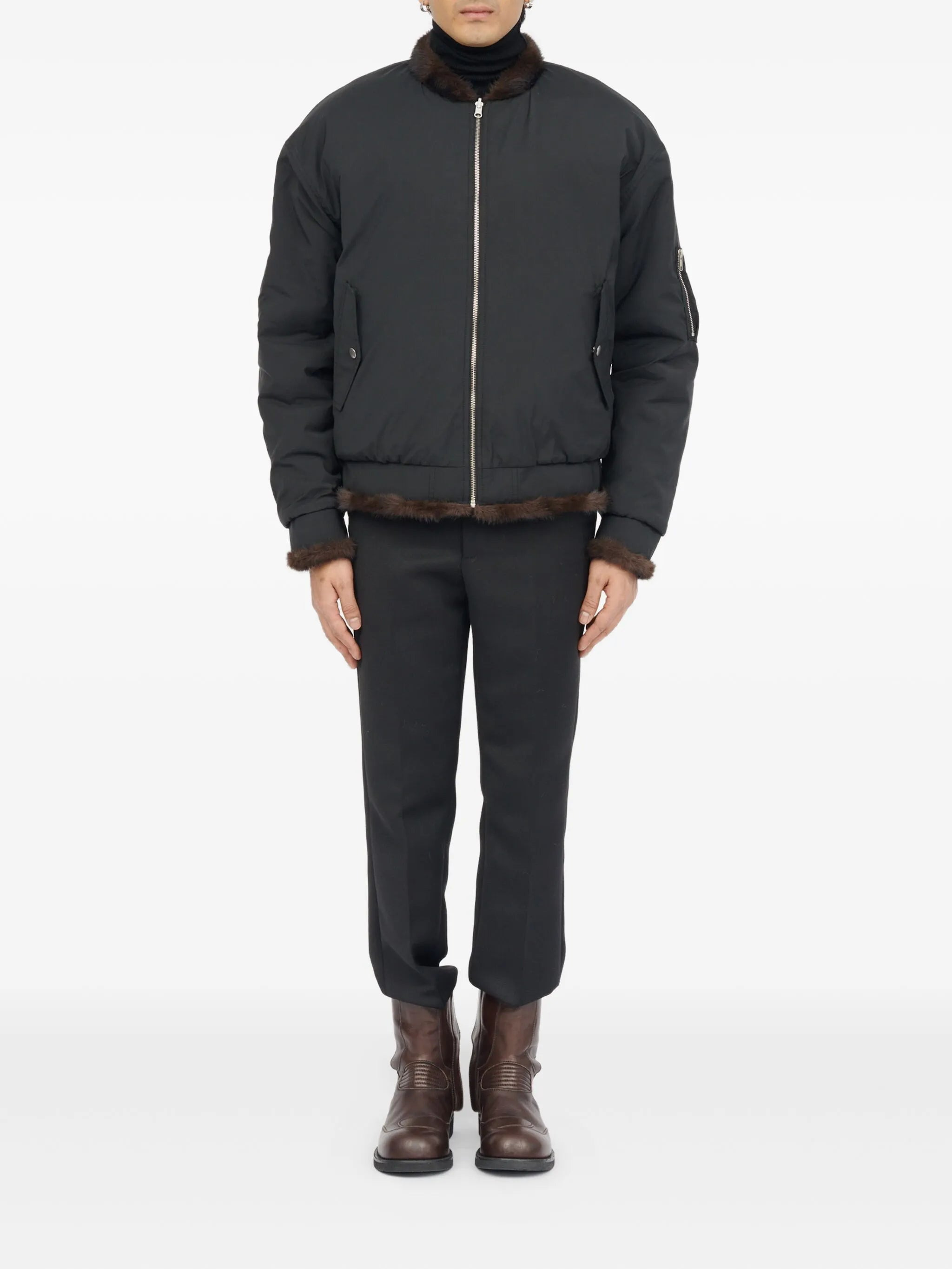 Mm6 Maison Margiela Faux-fur Zip-front Bomber Jacket - 4