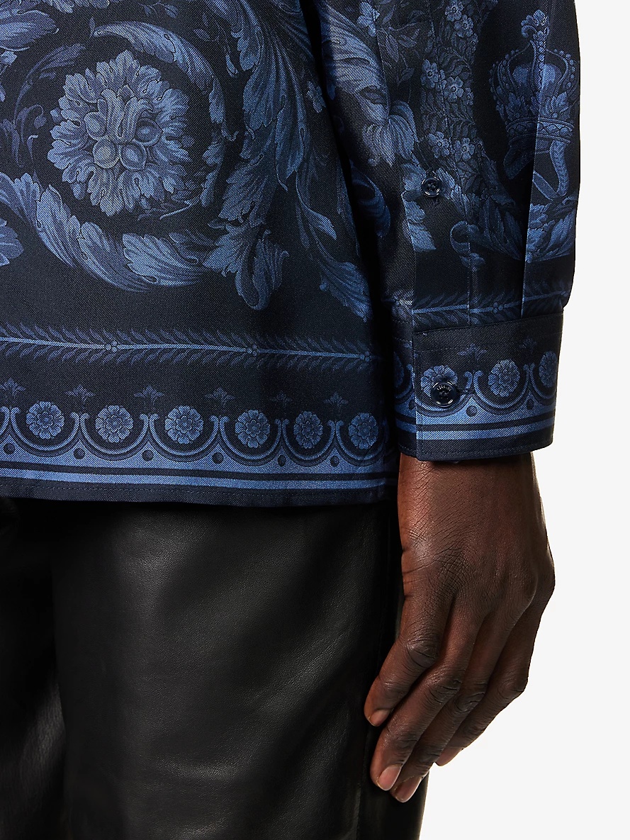 Baroque-print regular-fit silk shirt - 6