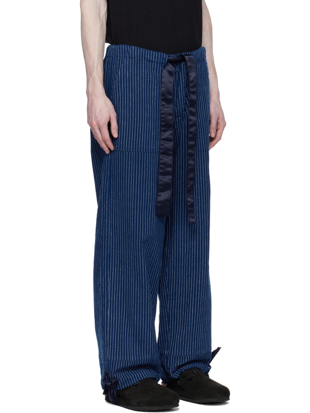 Navy Pinstripe Trousers - 2