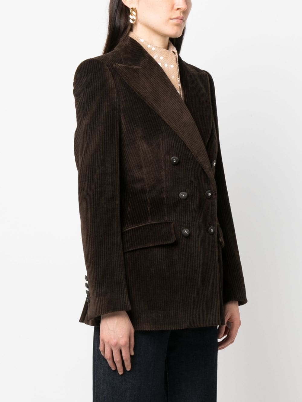 double-breasted corduroy blazer - 3
