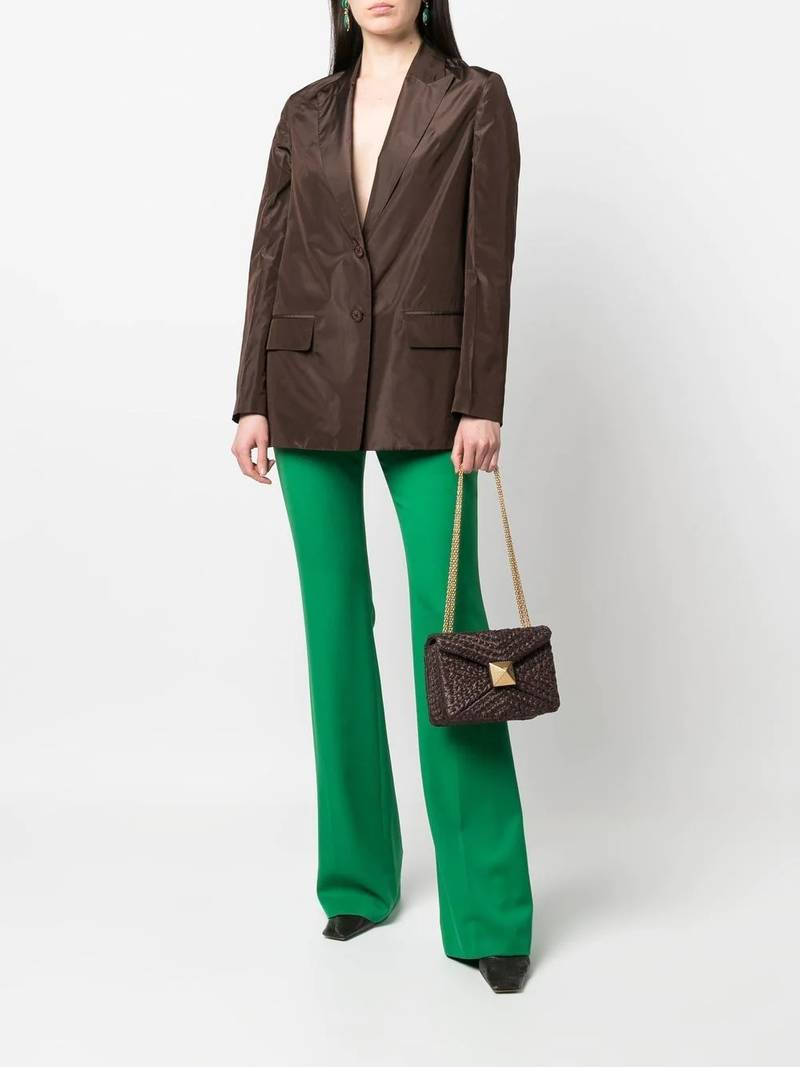 Valentino crinkled-effect single-breasted silk blazer outlook