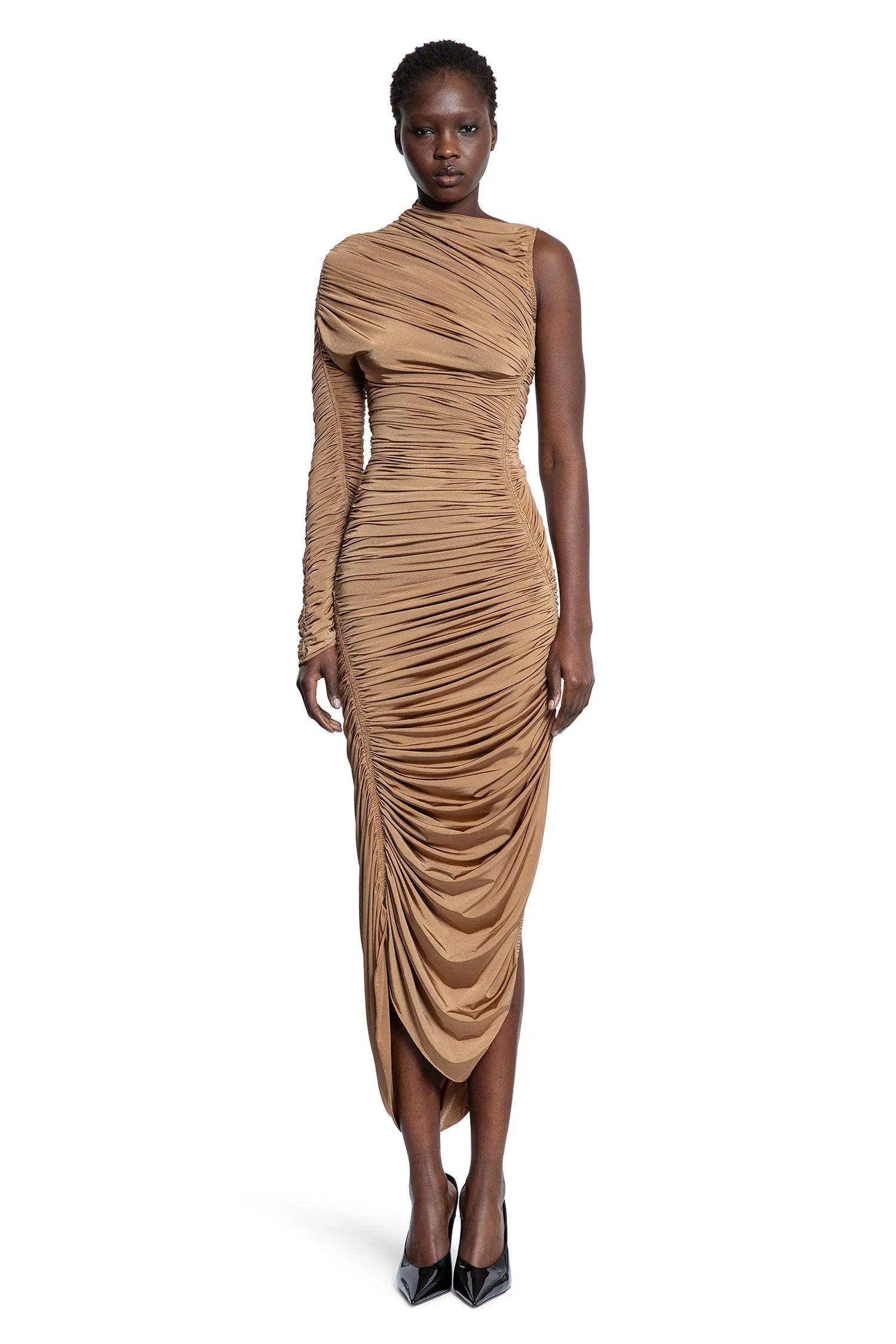 Asymmetrical-Pierced-Ruched-Dress - 2