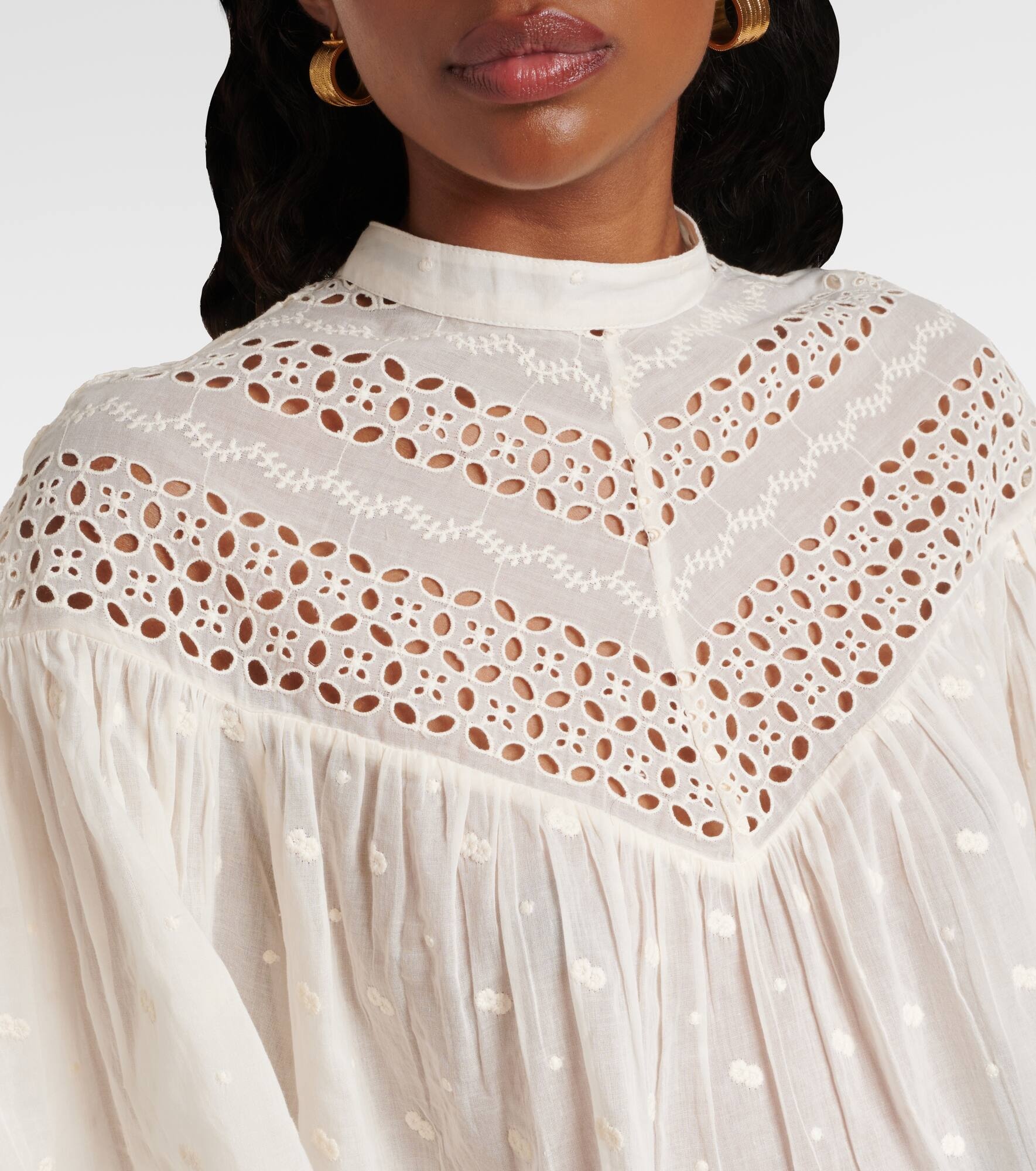 Mikki embroidered cotton voile top - 4
