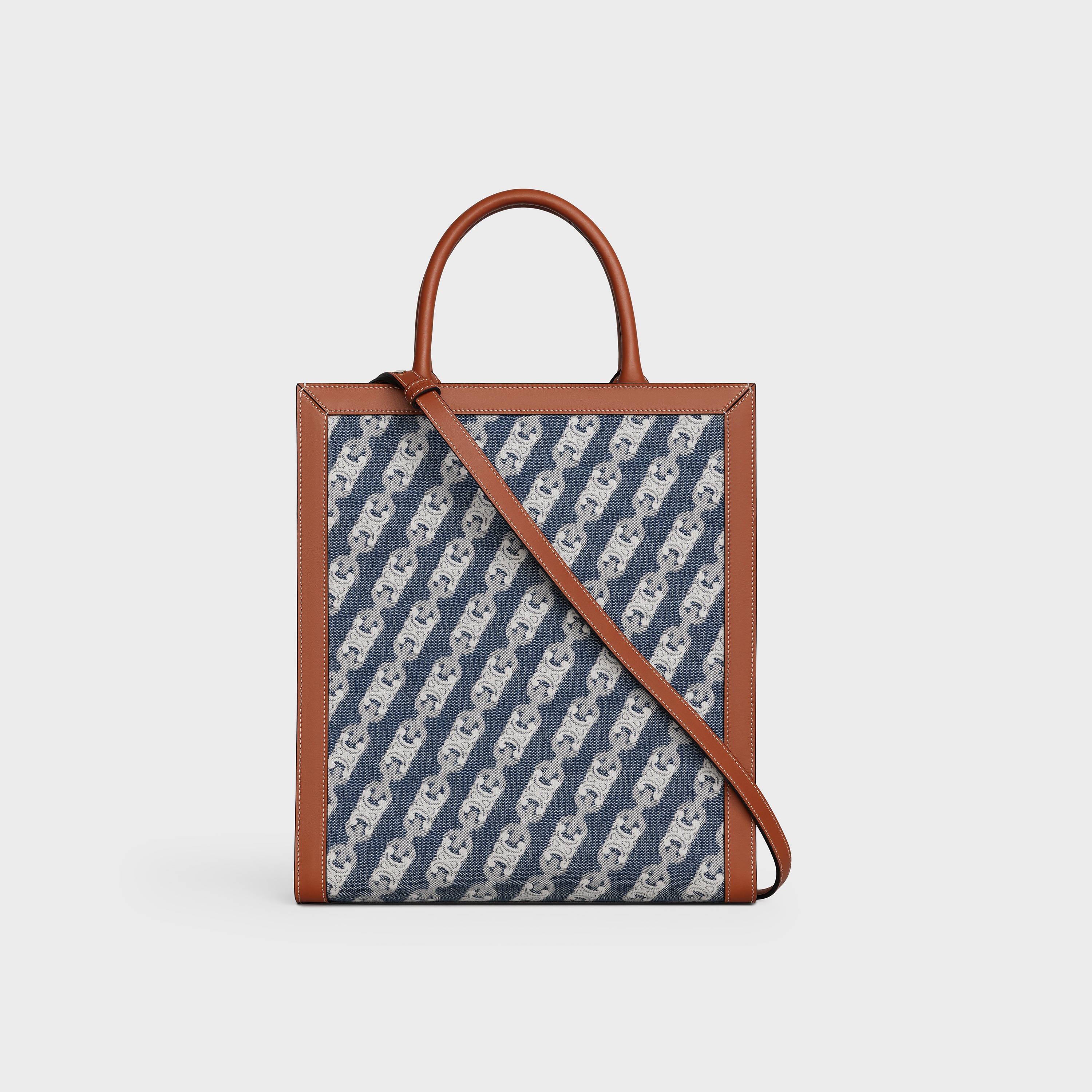 SMALL VERTICAL CABAS CELINE  IN  MAILLON TRIOMPHE JACQUARD AND CALFSKIN - 3