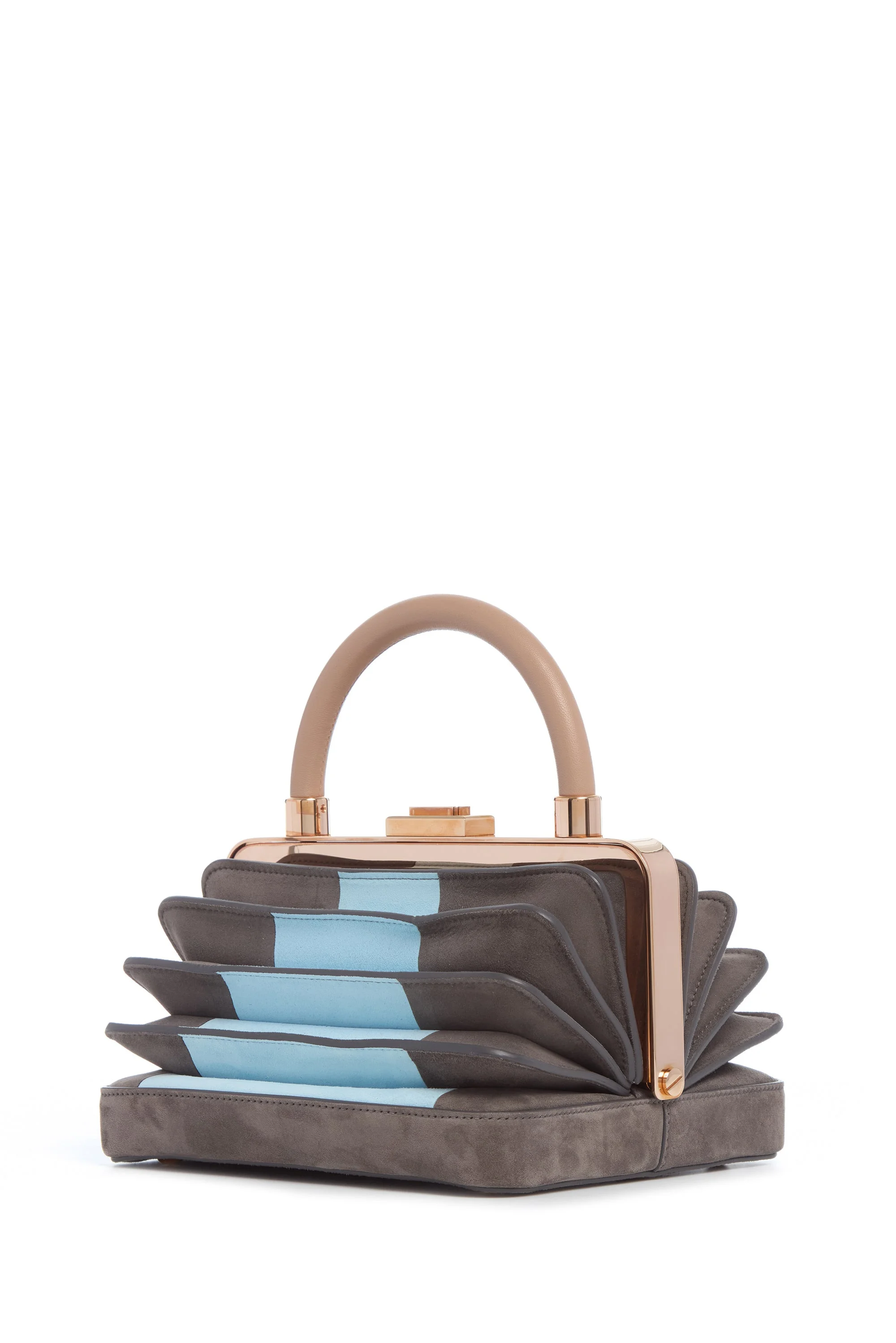 Diana 가방 에 Grey & light blue suede 와 나체상 nappa 가죽 핸들 - 1
