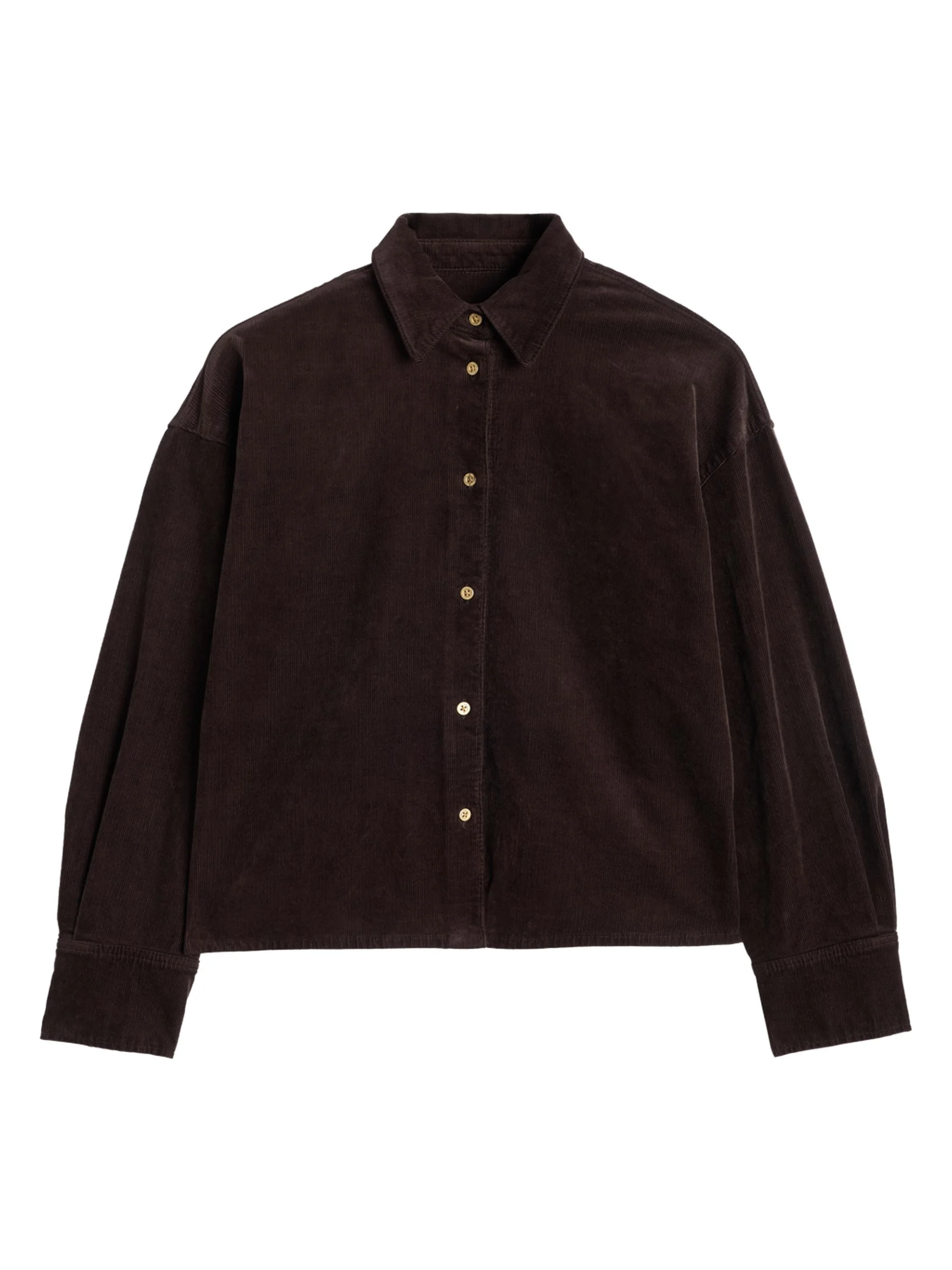 Women's Nina Cropped Corduroy Shacket - Corduroy Coffee - 1