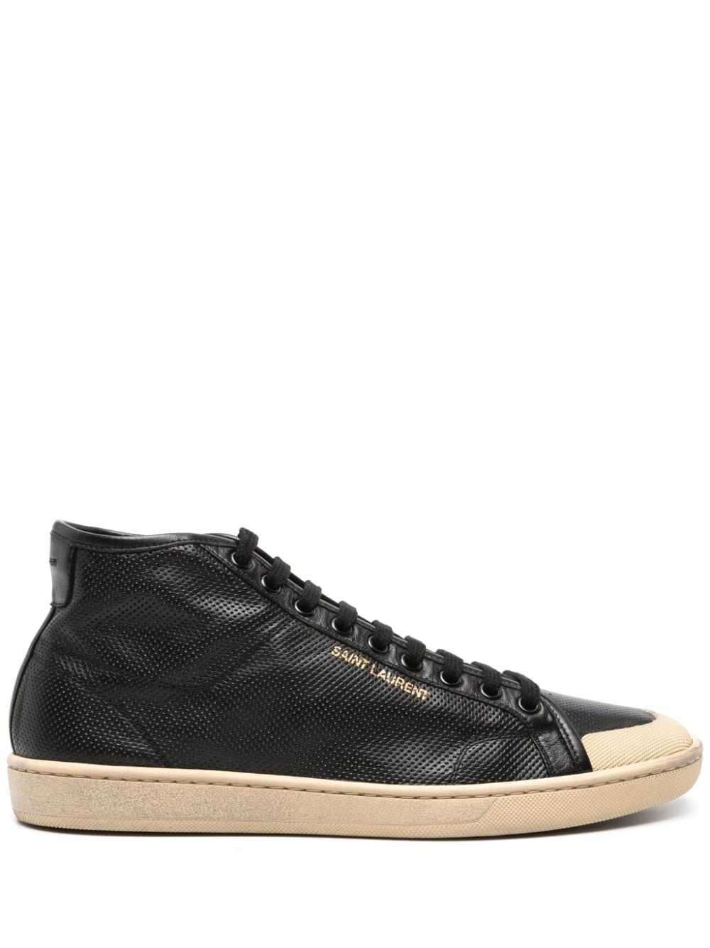 leather mid-top sneakers - 1