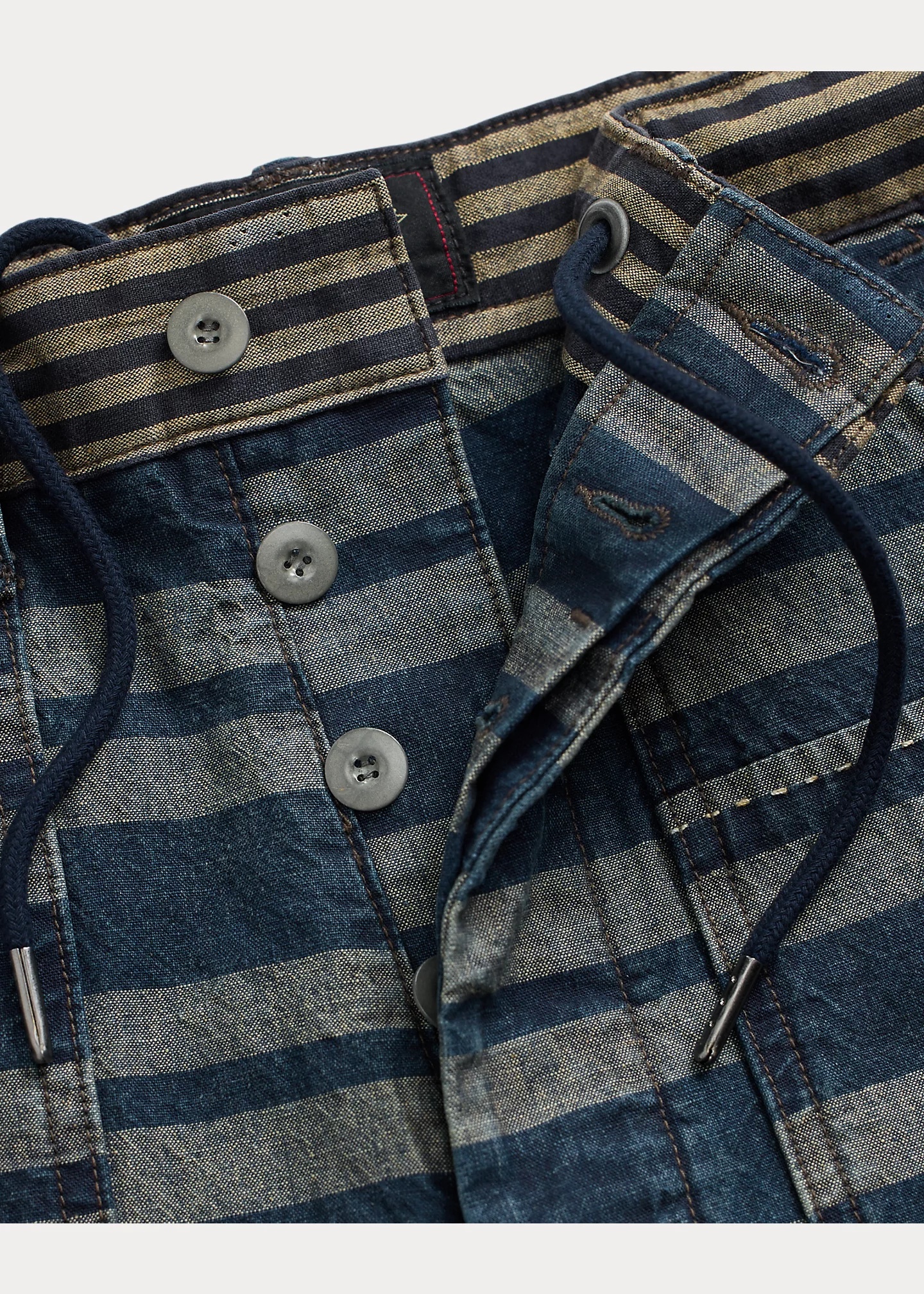 Indigo Striped Linen-Cotton Short - 3