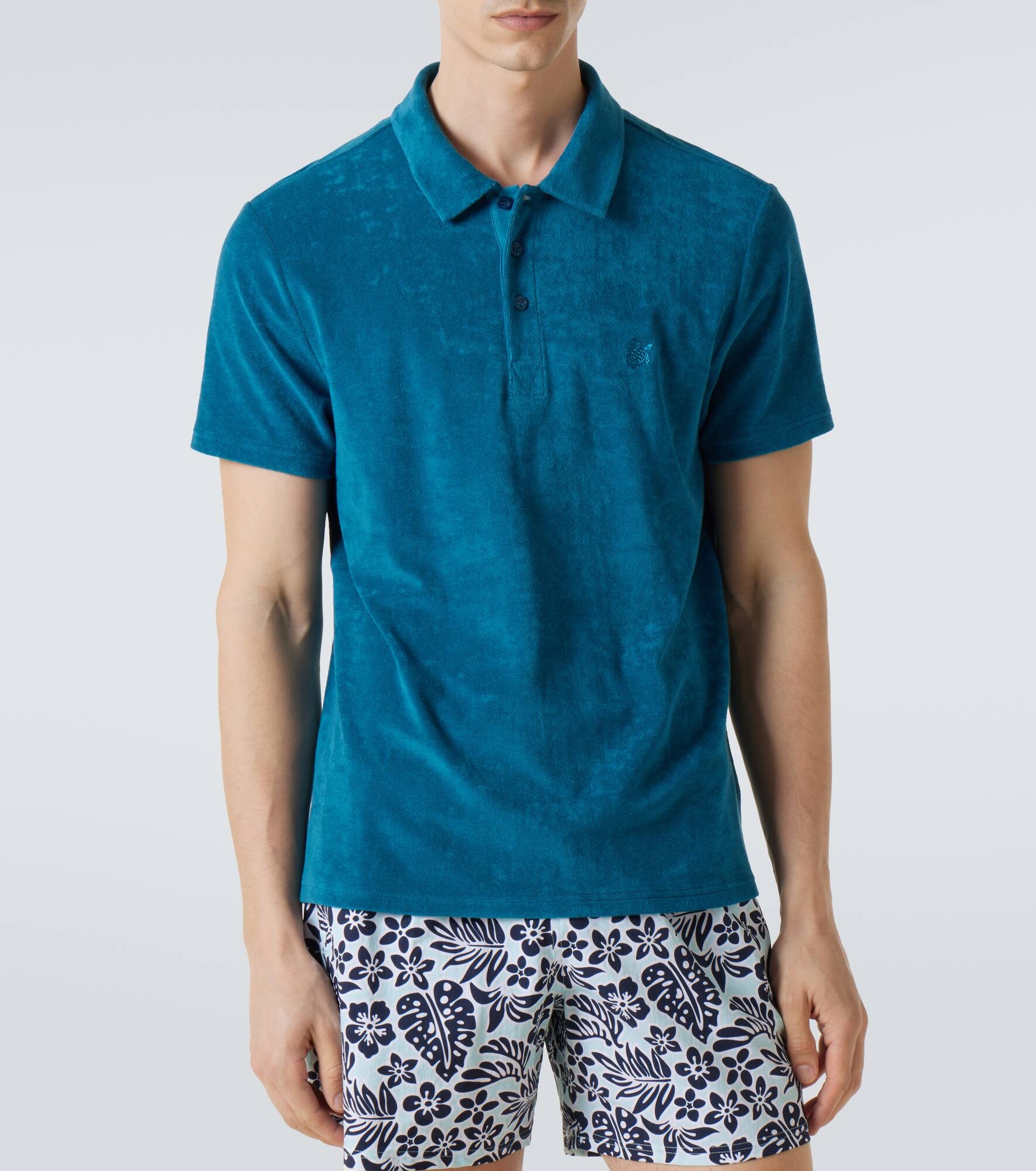 Cotton-blend terry polo shirt - 3