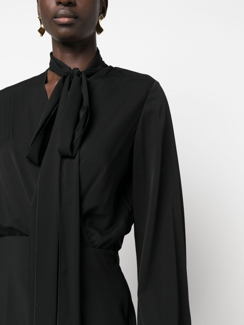 attached-scarf silk-blend midi dress 5