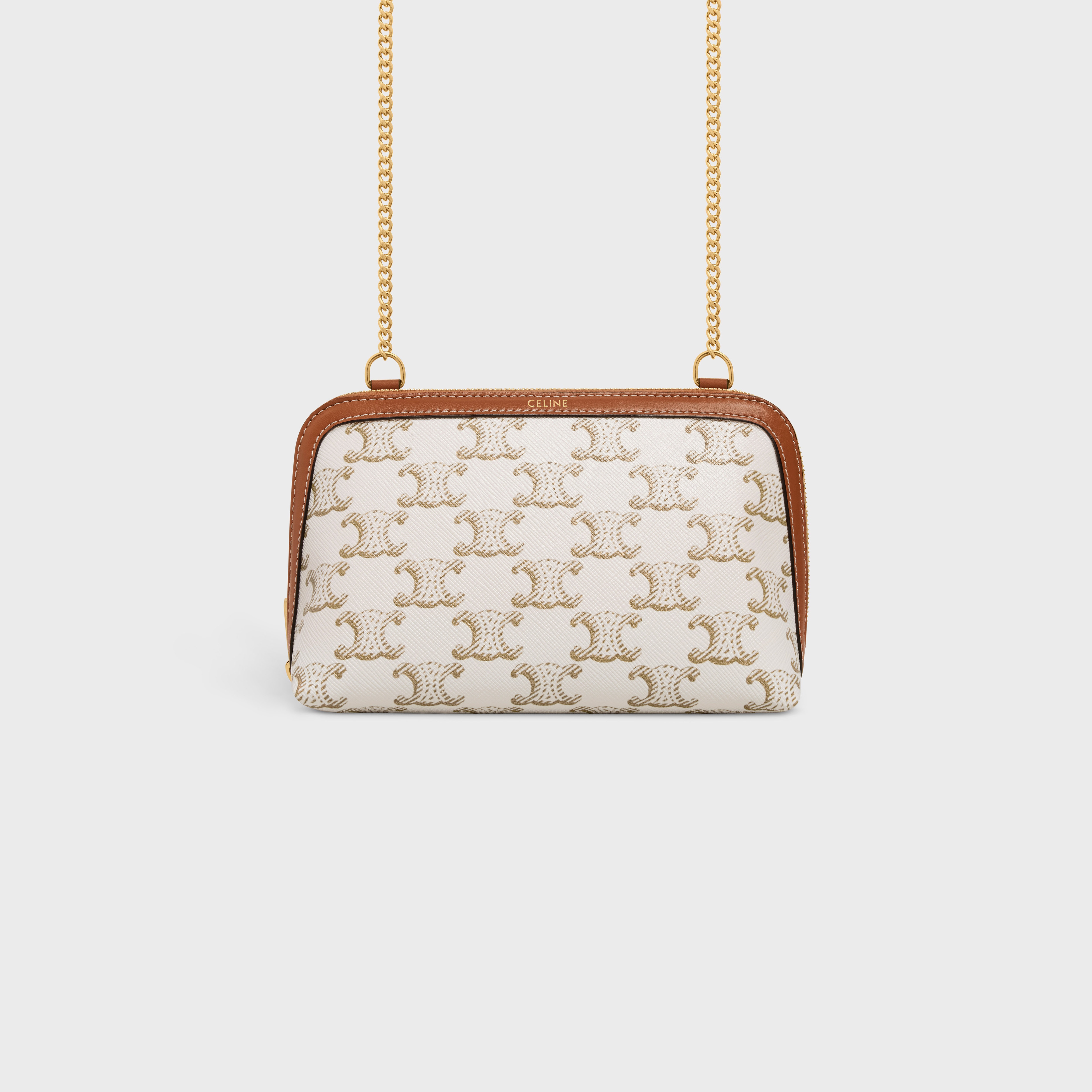 Clutch with Chain in Triomphe canvas and Lambskin - 1