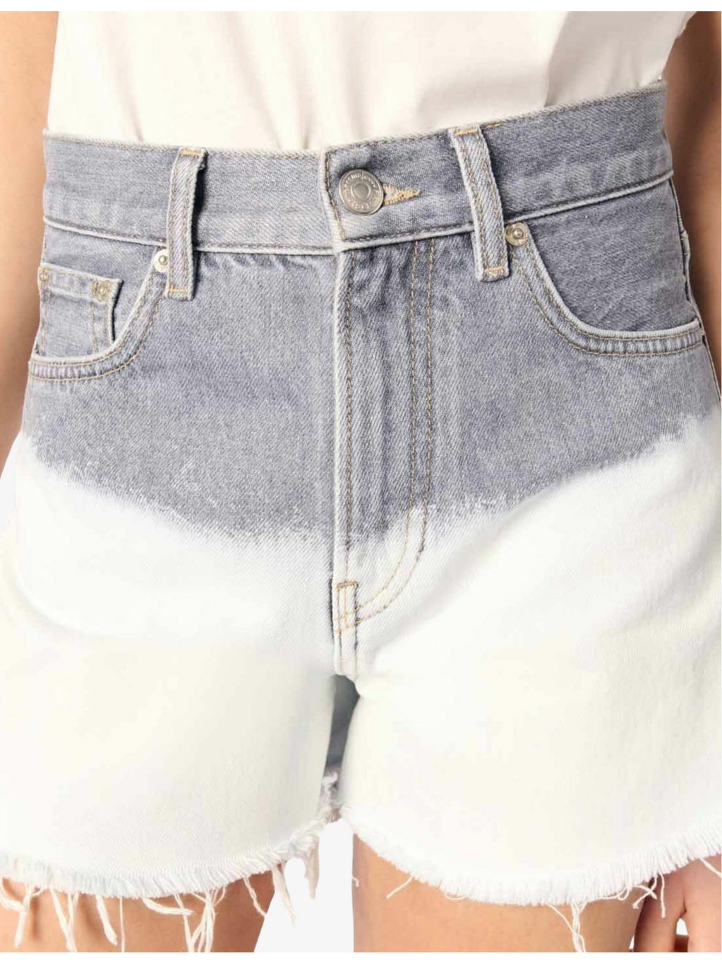 Tie-Dye High-Rise Denim Shorts - 5