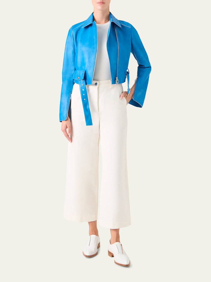 AKRIS Avril Cropped Nappa Leather Jacket outlook