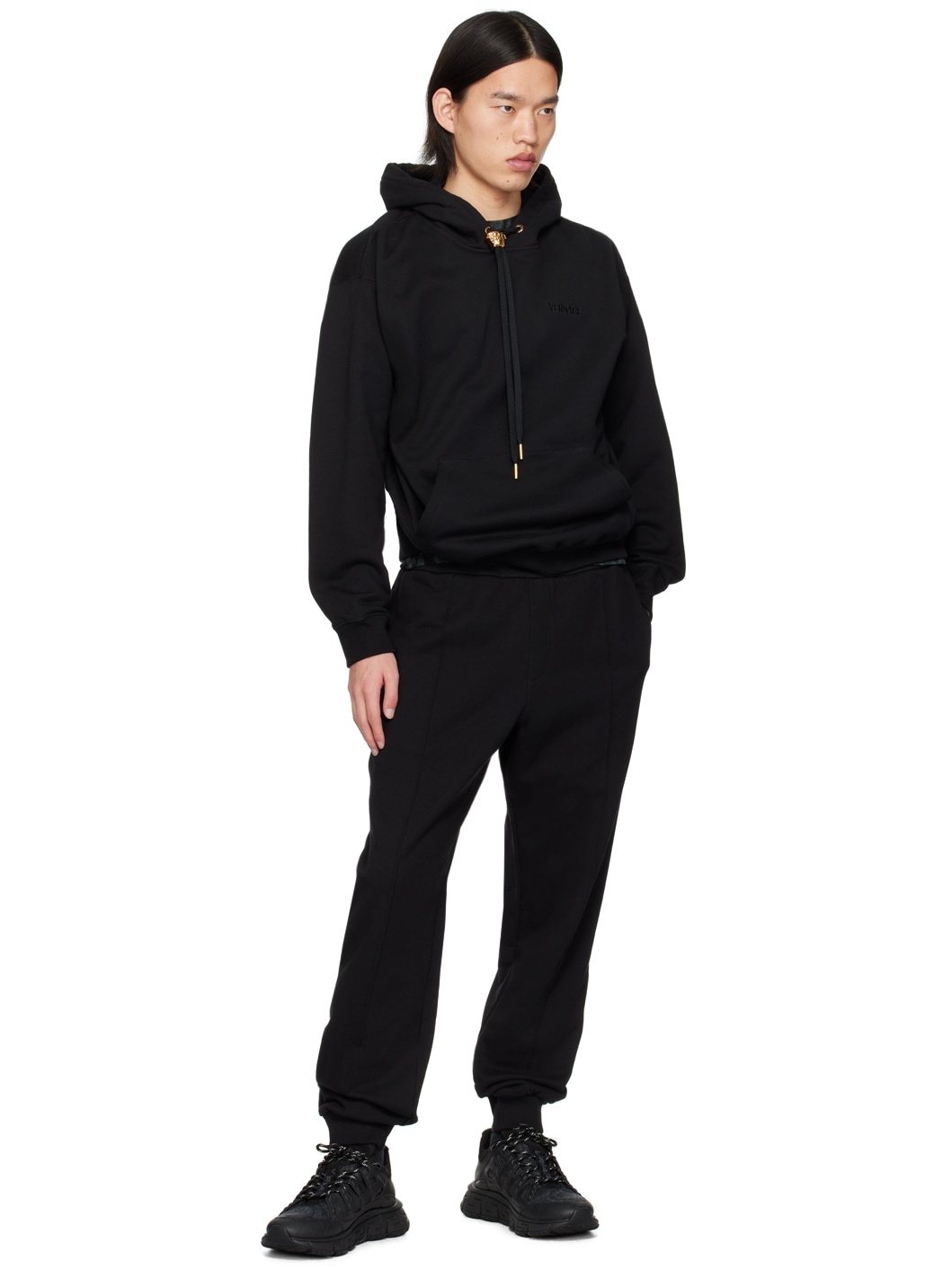 Black Embroidered Sweatpants - 4