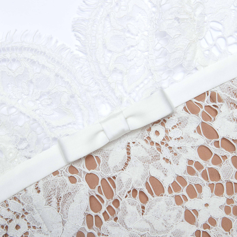 White Floral Lace Midi Dress 5