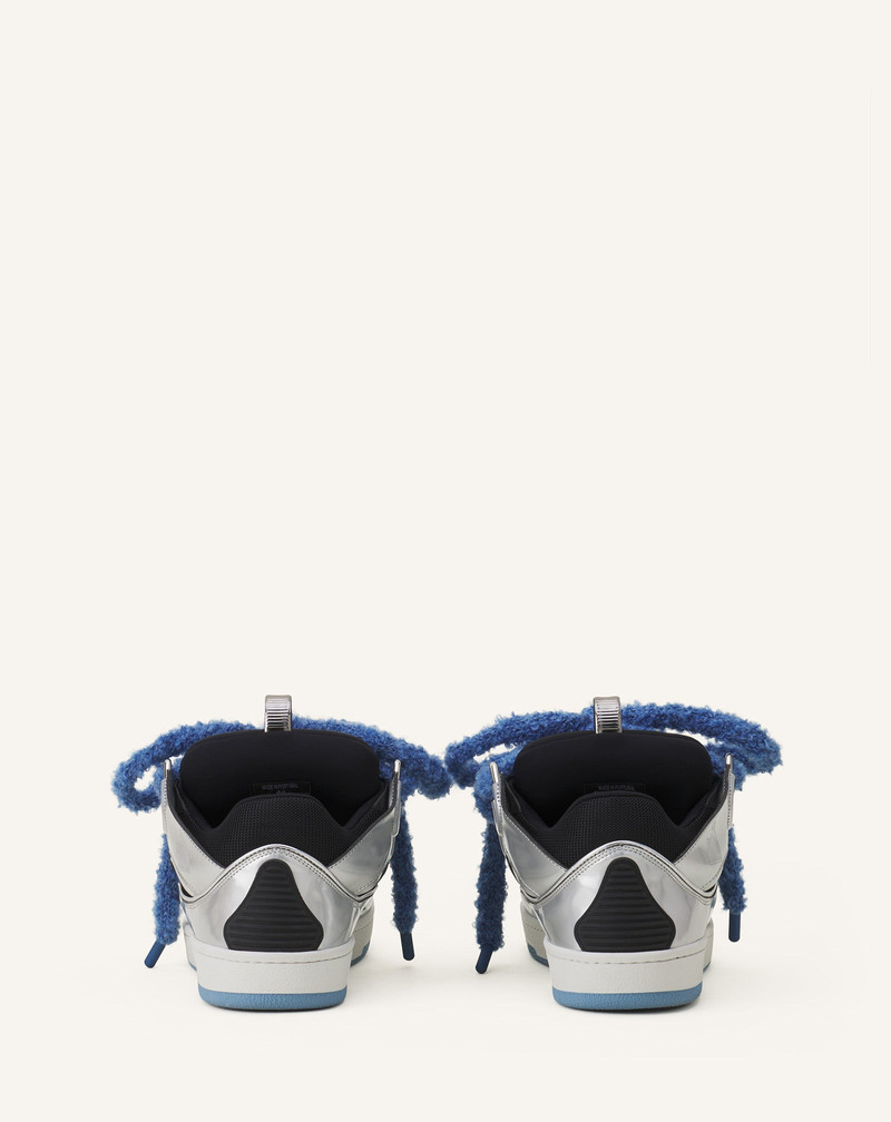 CURB METALLIC LEATHER SNEAKERS WITH MESH LACES 3