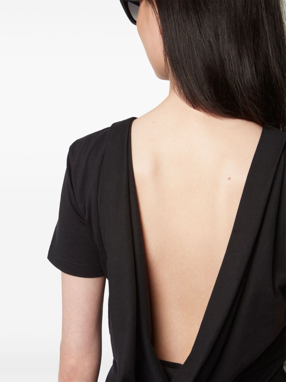 plunging draped back T-shirt - 5