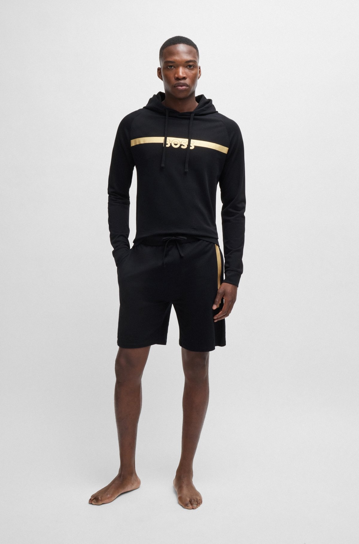 COTTON-TERRY SHORTS WITH METALLIC LOGO - 3