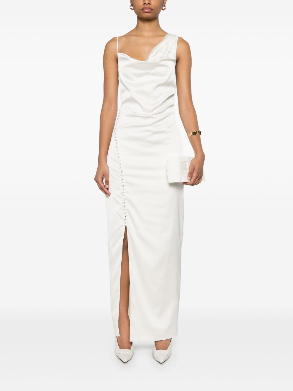 draped satin dress - 2