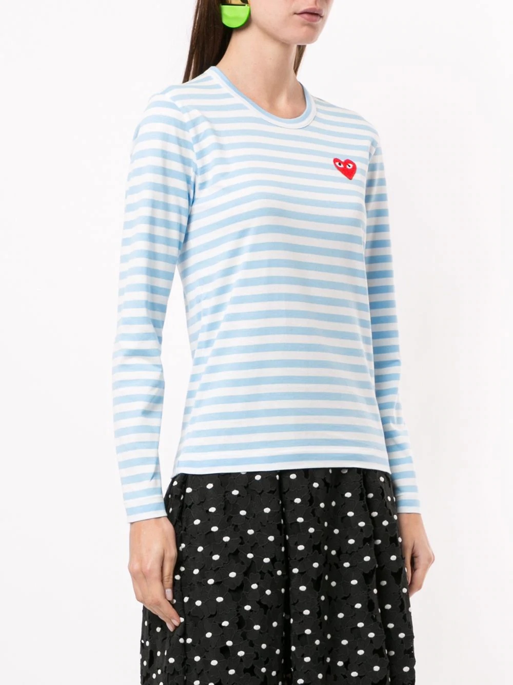 striped logo-patch long sleeved T-shirt - 3