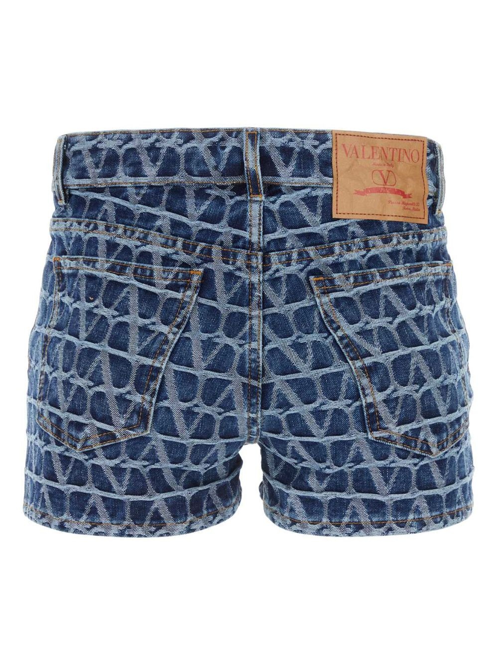 logo-jacquard denim shorts - 2