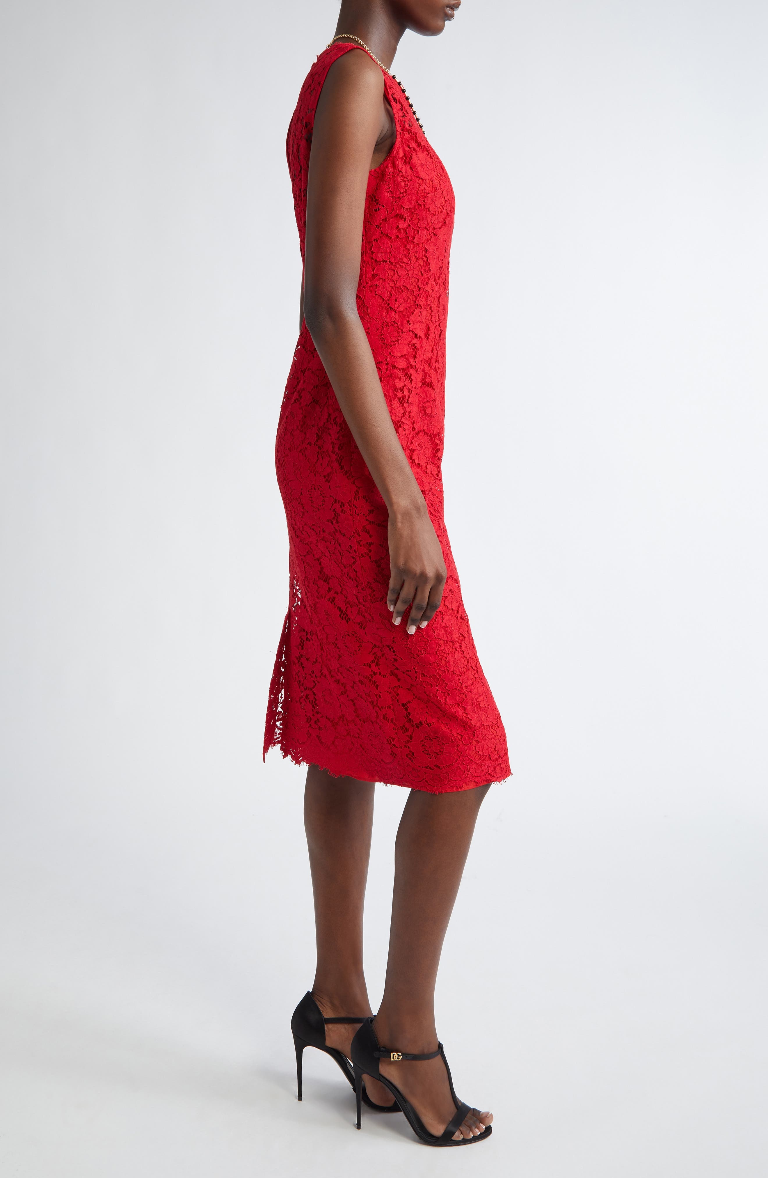 Dolce&Gabbana Floral Lace Sheath Dress in R0026 Bordeaux Chiaro at Nordstrom - 3