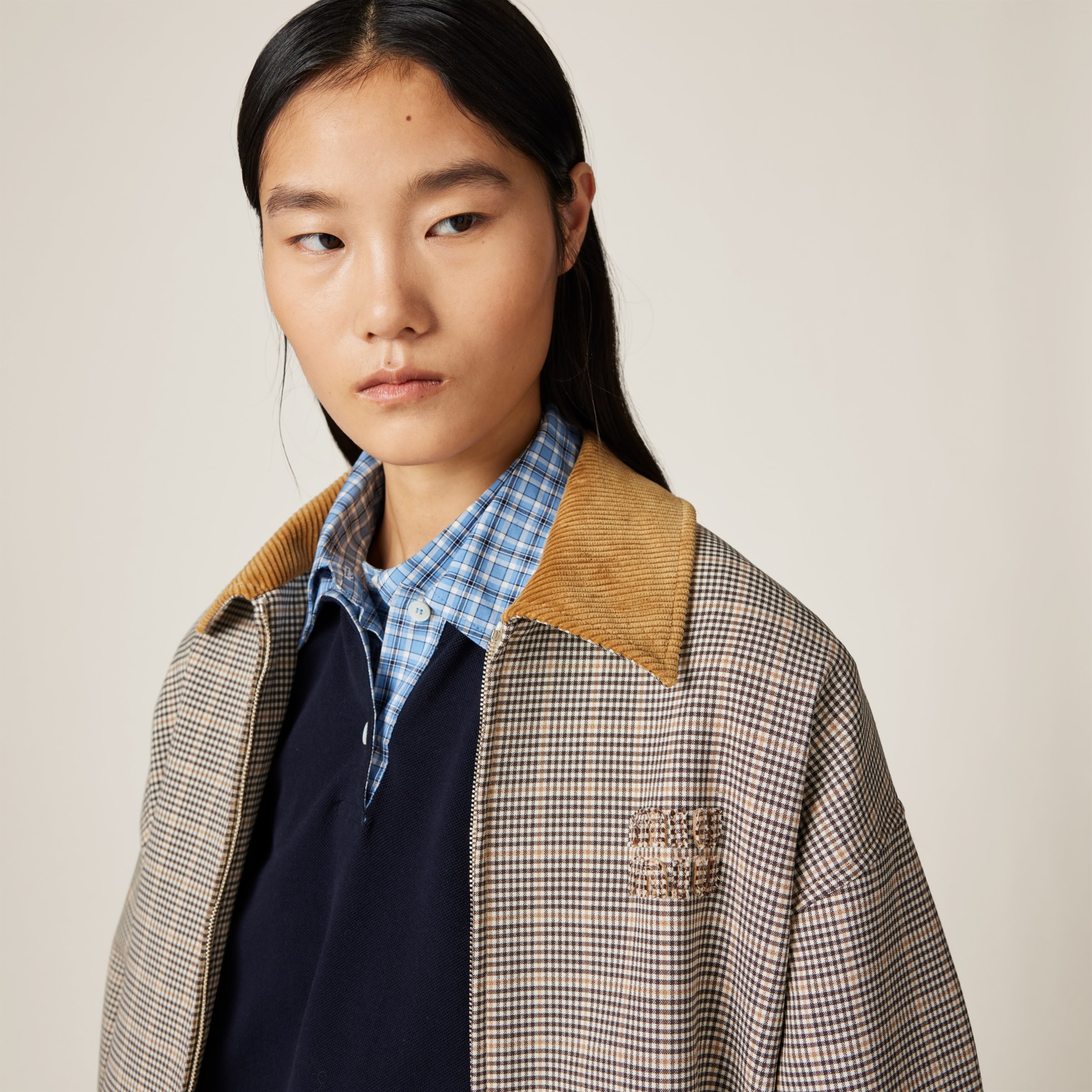 Checked double weave blouson jacket - 6