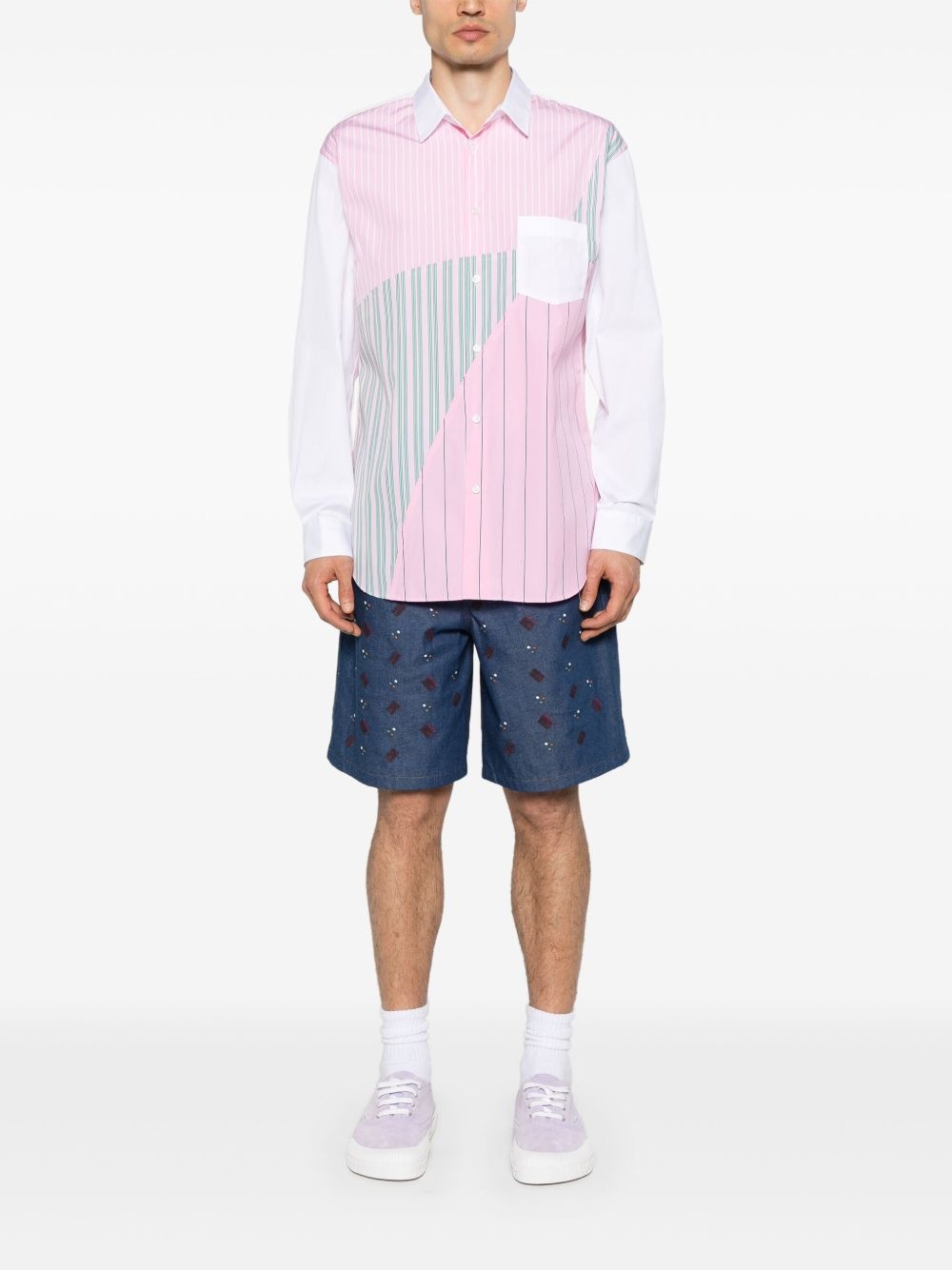 patchwork-design shirt - 2